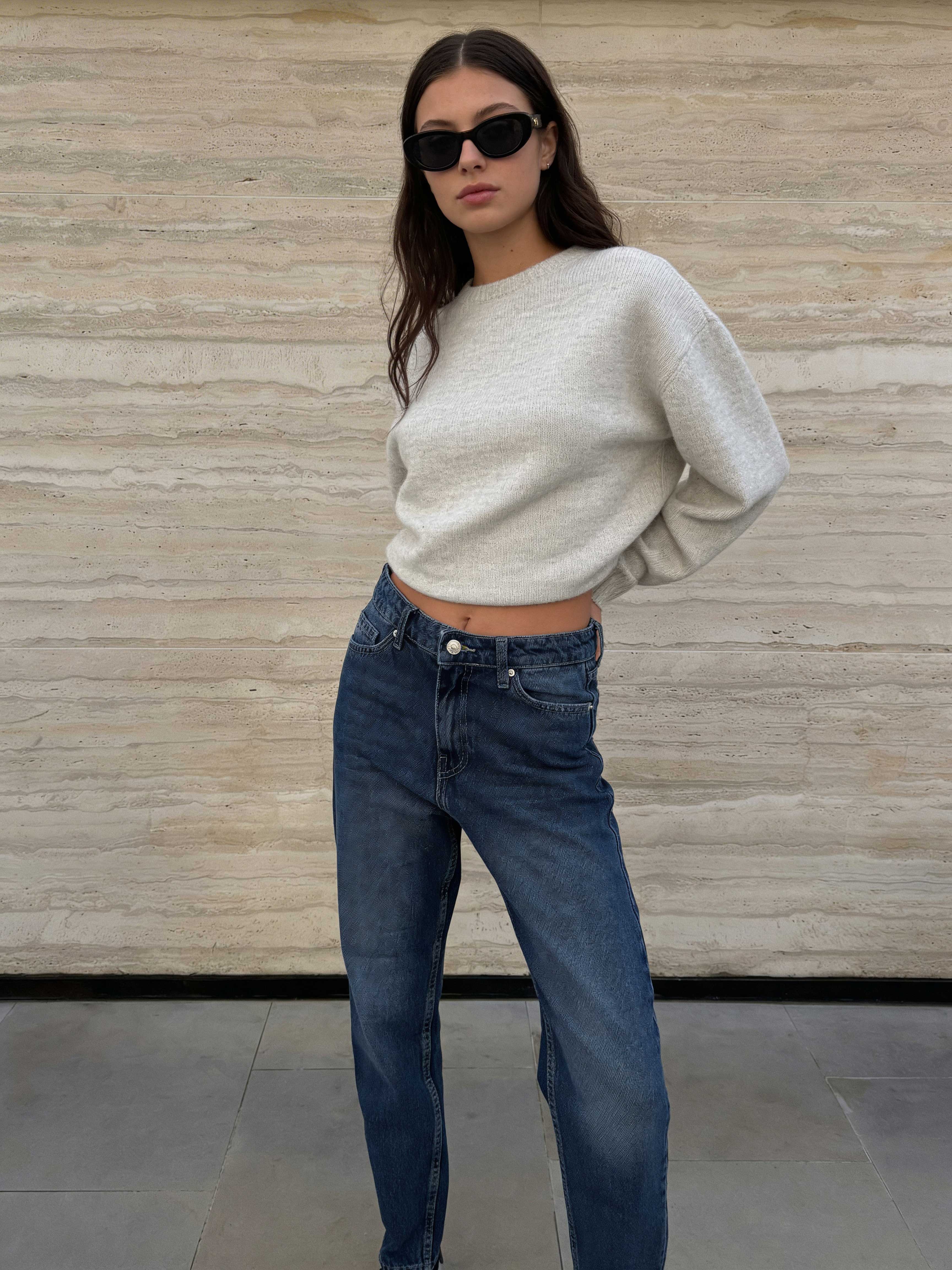 Mom-Fit – High-Waist Washed Blue Jeans Mom jeans CIZARO - Cizaro Jeans