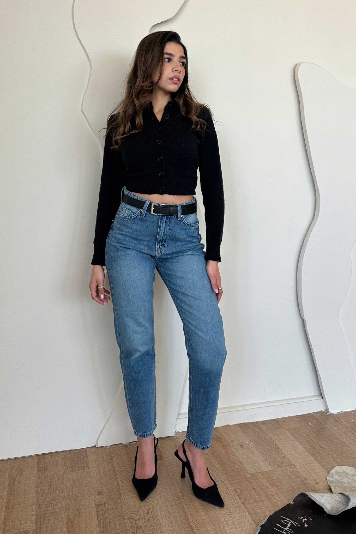 Mom-Fit – High-Waist Medium Blue Jeans Mom jeans CIZARO - Cizaro Jeans