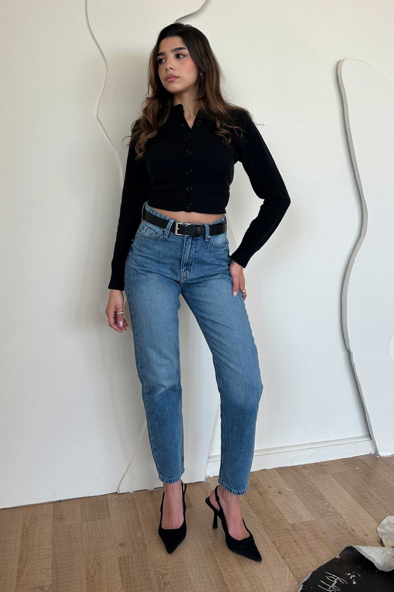 Mom-Fit – High-Waist Medium Blue Jeans Mom jeans CIZARO - Cizaro Jeans