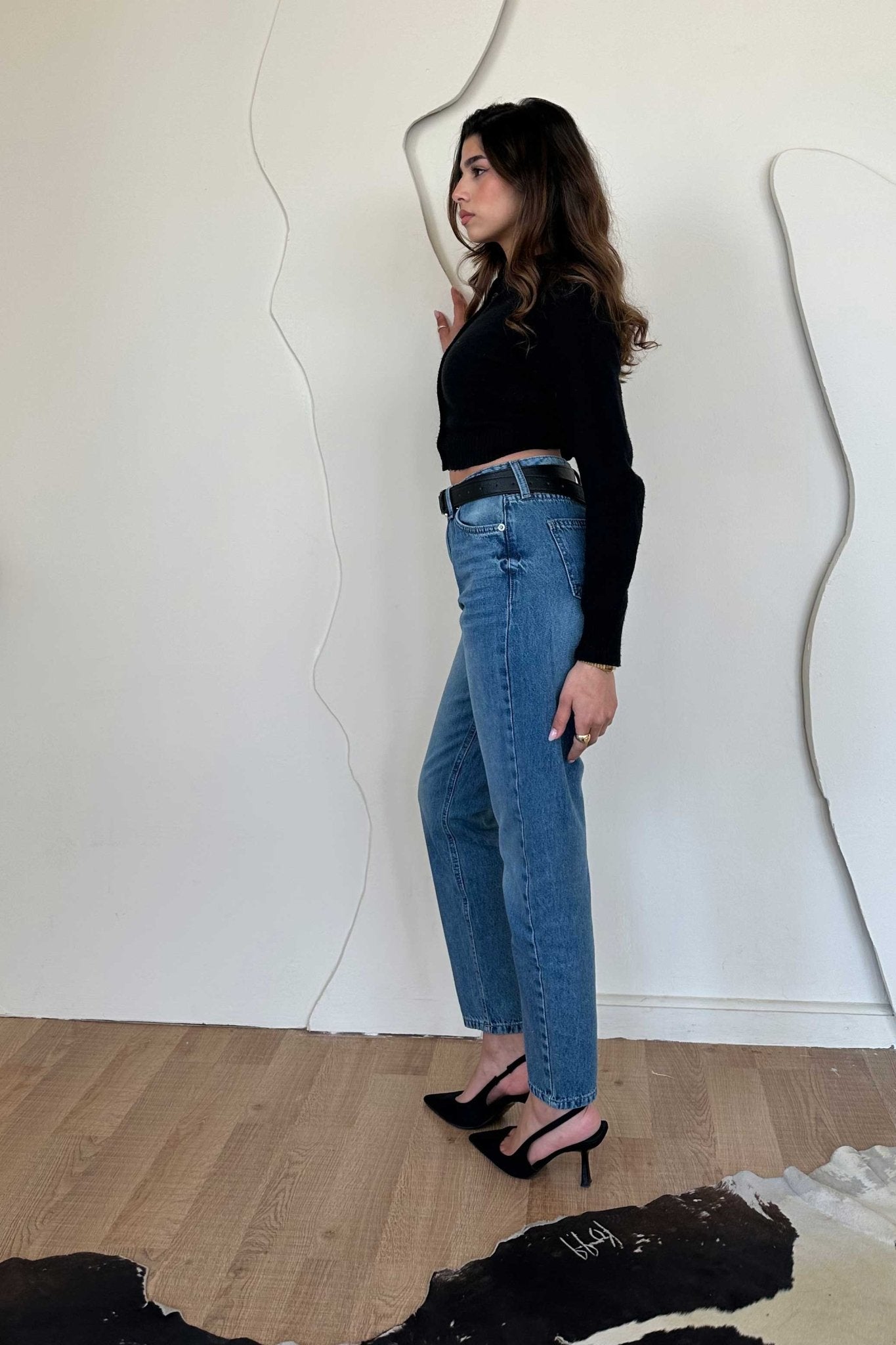 Mom-Fit – High-Waist Medium Blue Jeans Mom jeans CIZARO - Cizaro Jeans