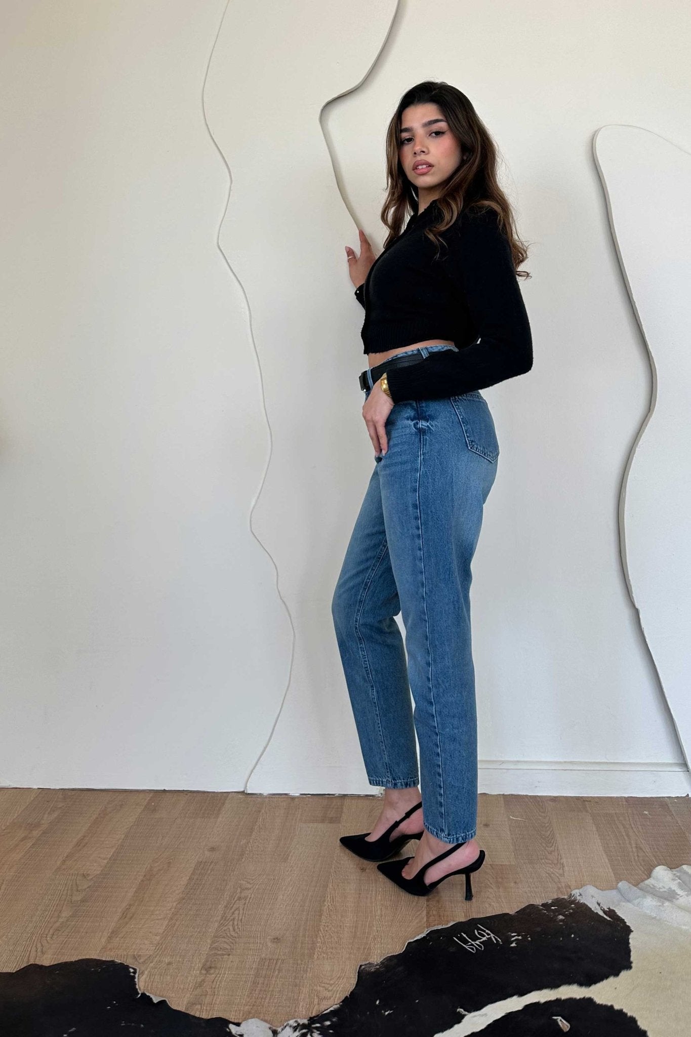 Mom-Fit – High-Waist Medium Blue Jeans Mom jeans CIZARO - Cizaro Jeans
