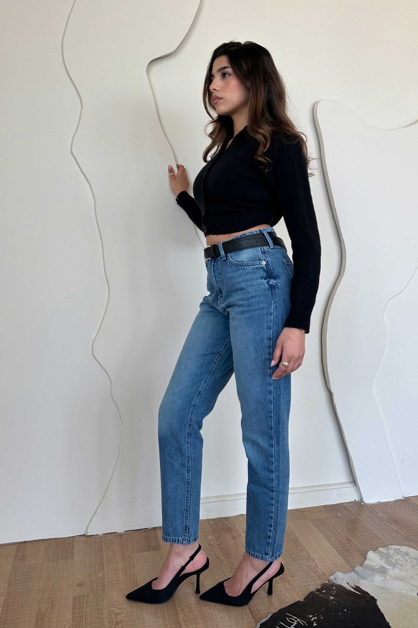 Mom-Fit – High-Waist Medium Blue Jeans Mom jeans CIZARO - Cizaro Jeans
