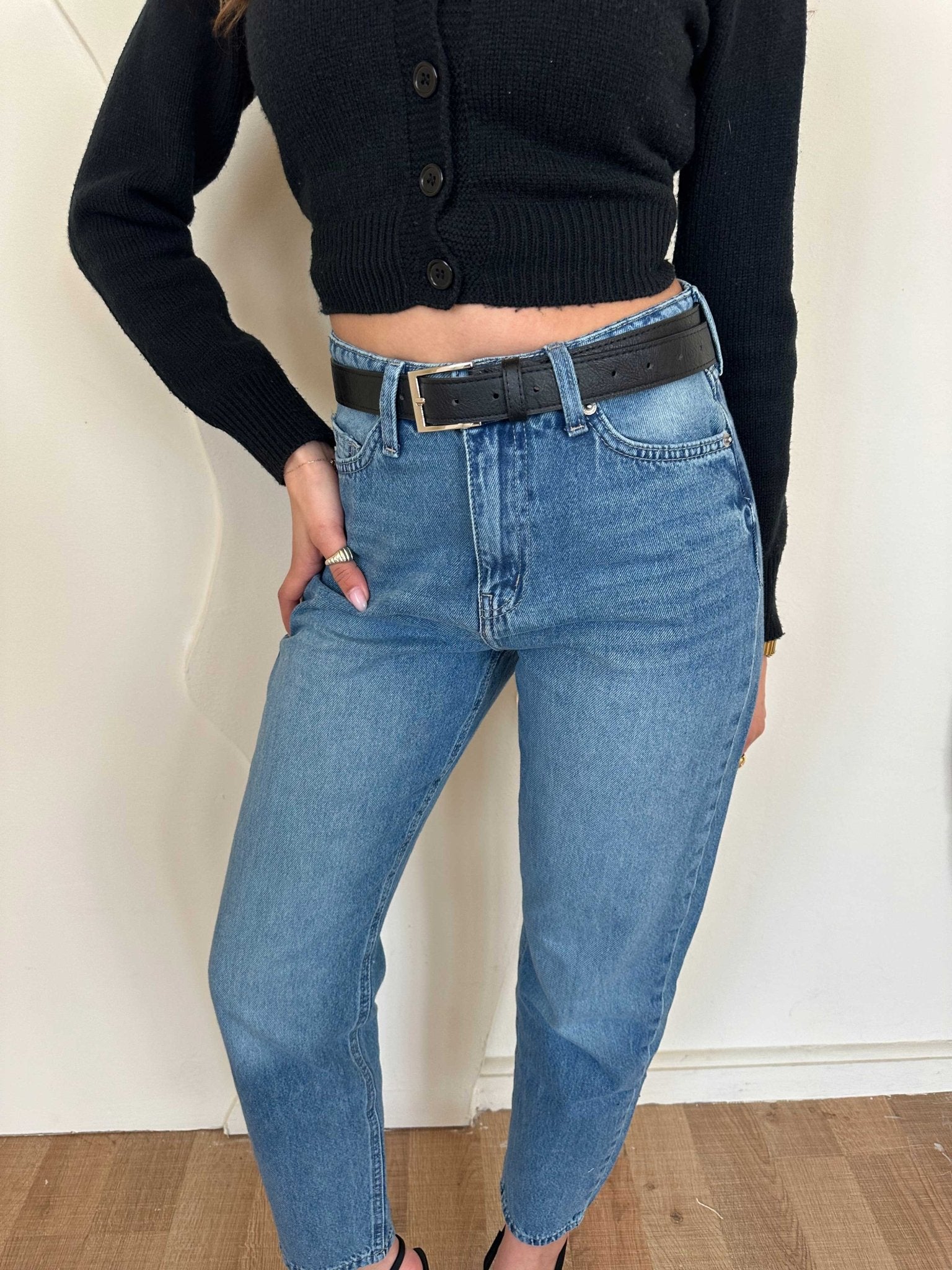 Mom-Fit – High-Waist Medium Blue Jeans Mom jeans CIZARO - Cizaro Jeans