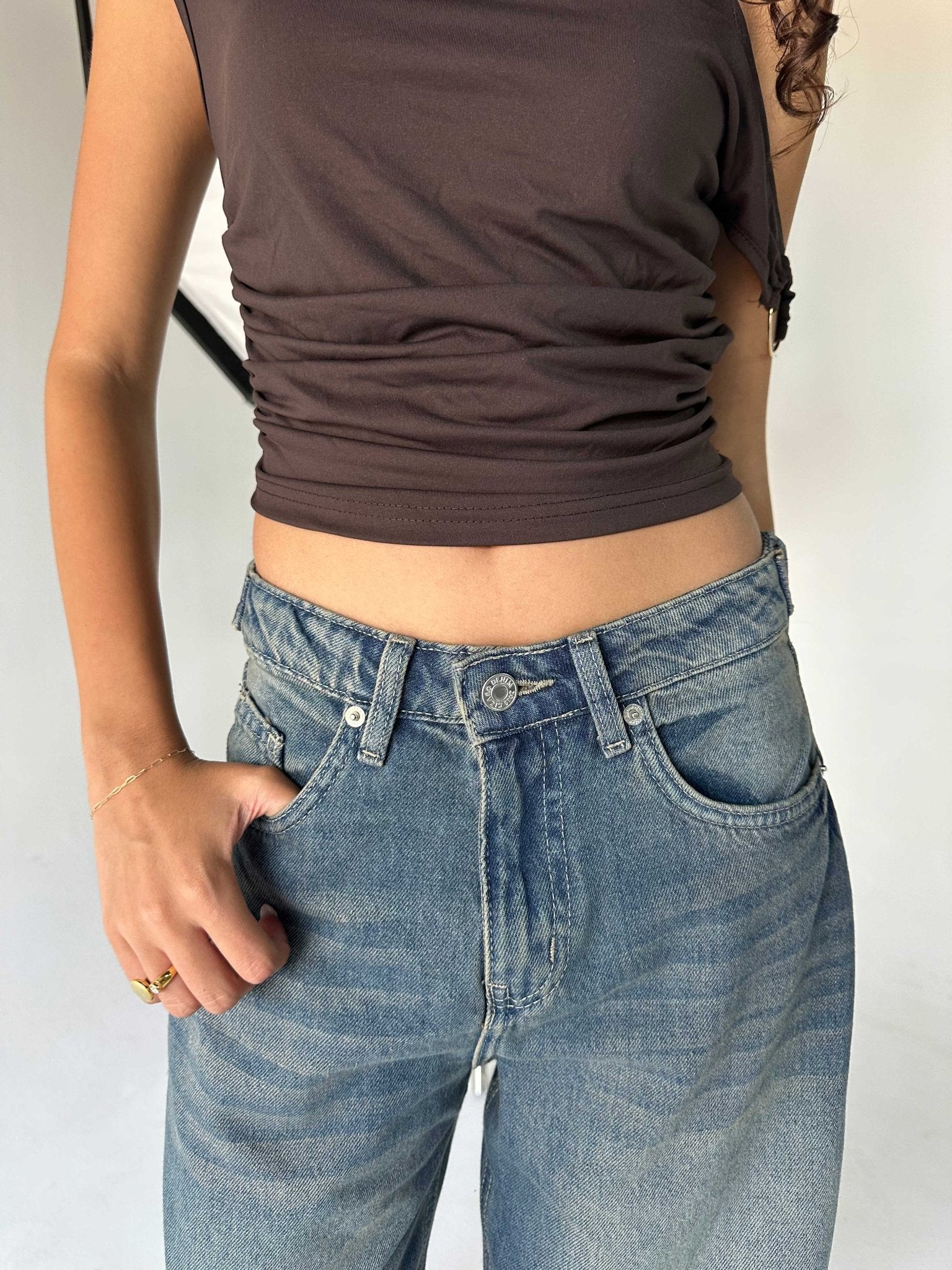 Skater - Flex Waist Med Vintage Blue Jeans barrel flex waist CIZARO - Cizaro Jeans