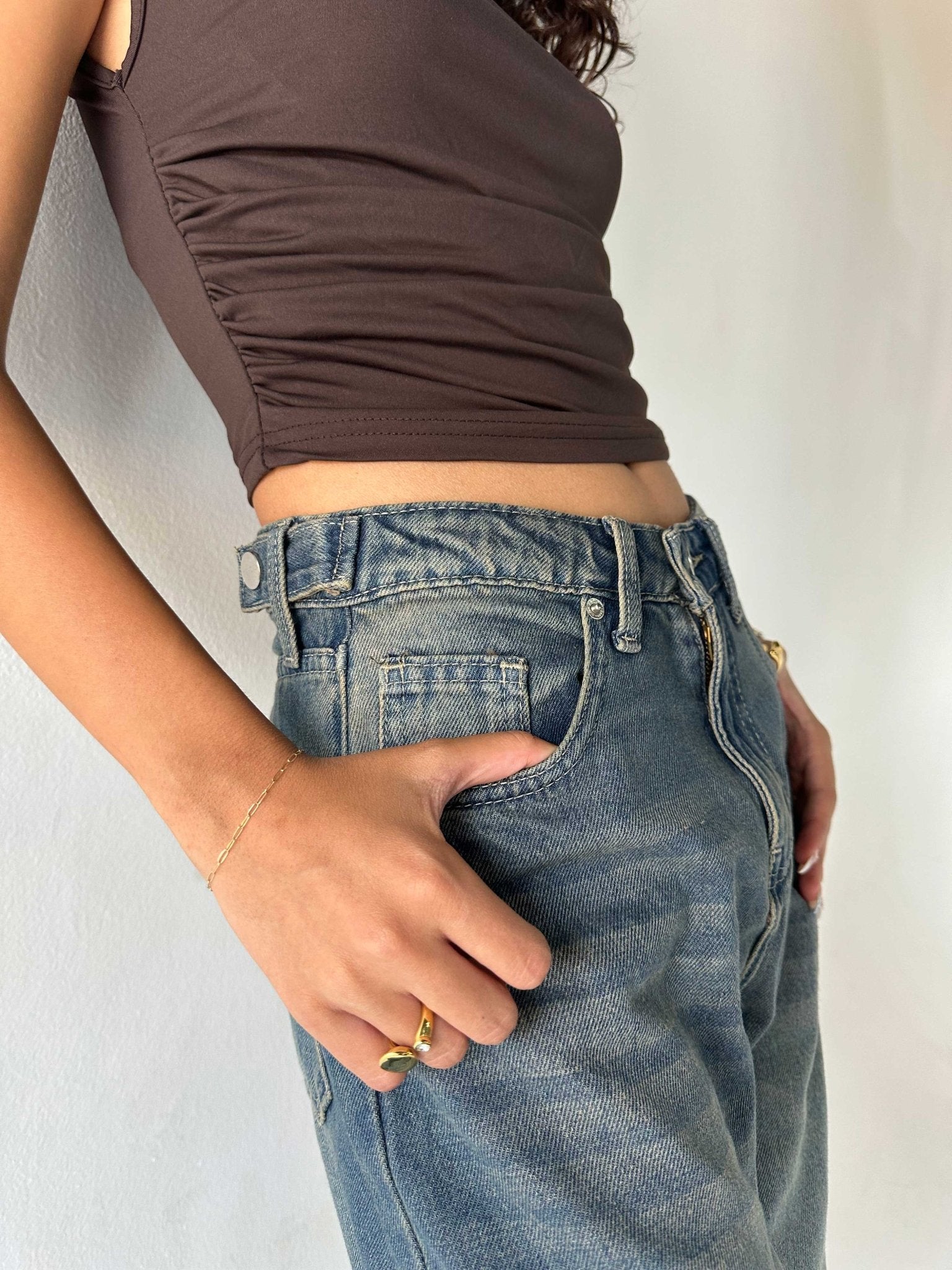 Skater - Flex Waist Med Vintage Blue Jeans barrel flex waist CIZARO - Cizaro Jeans