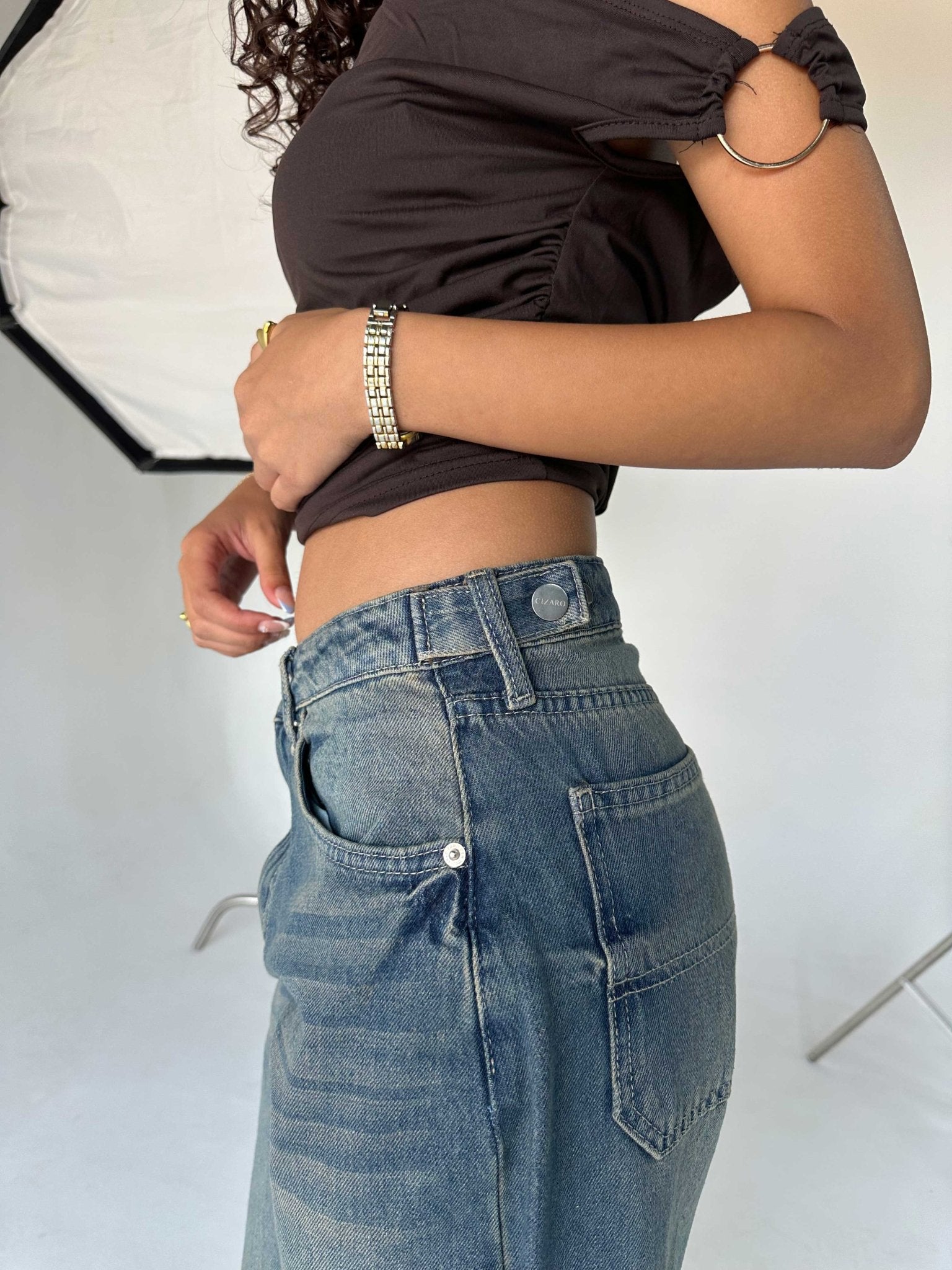 Skater - Flex Waist Med Vintage Blue Jeans barrel flex waist CIZARO - Cizaro Jeans
