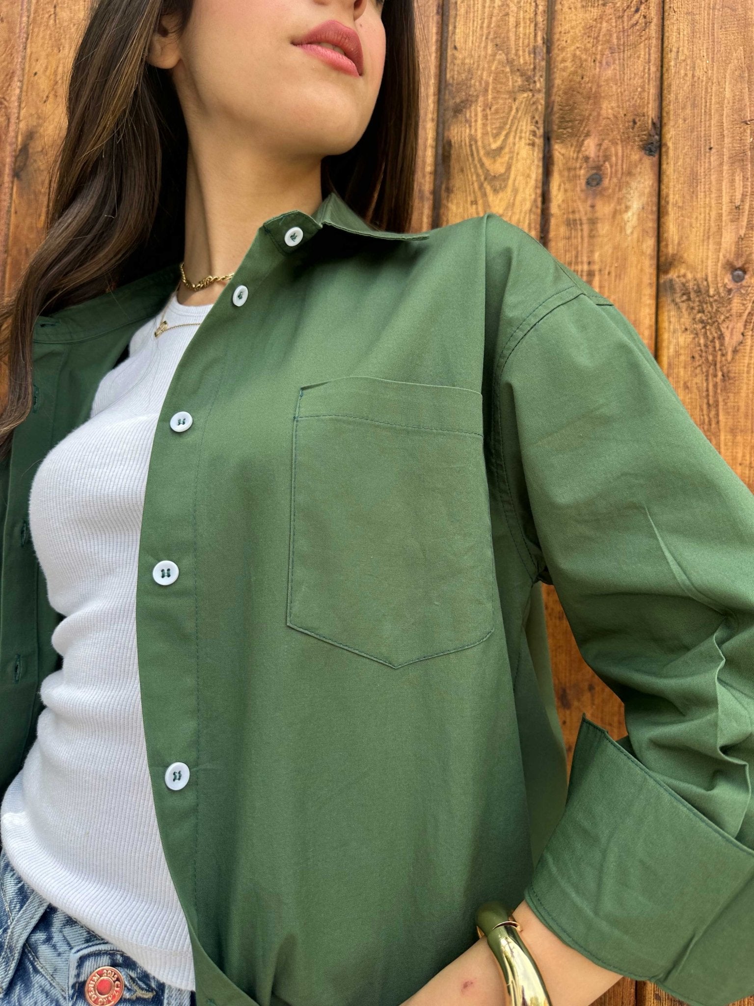 Oversized - Olive Green Shirt Shirt CIZNEW - Cizaro Jeans