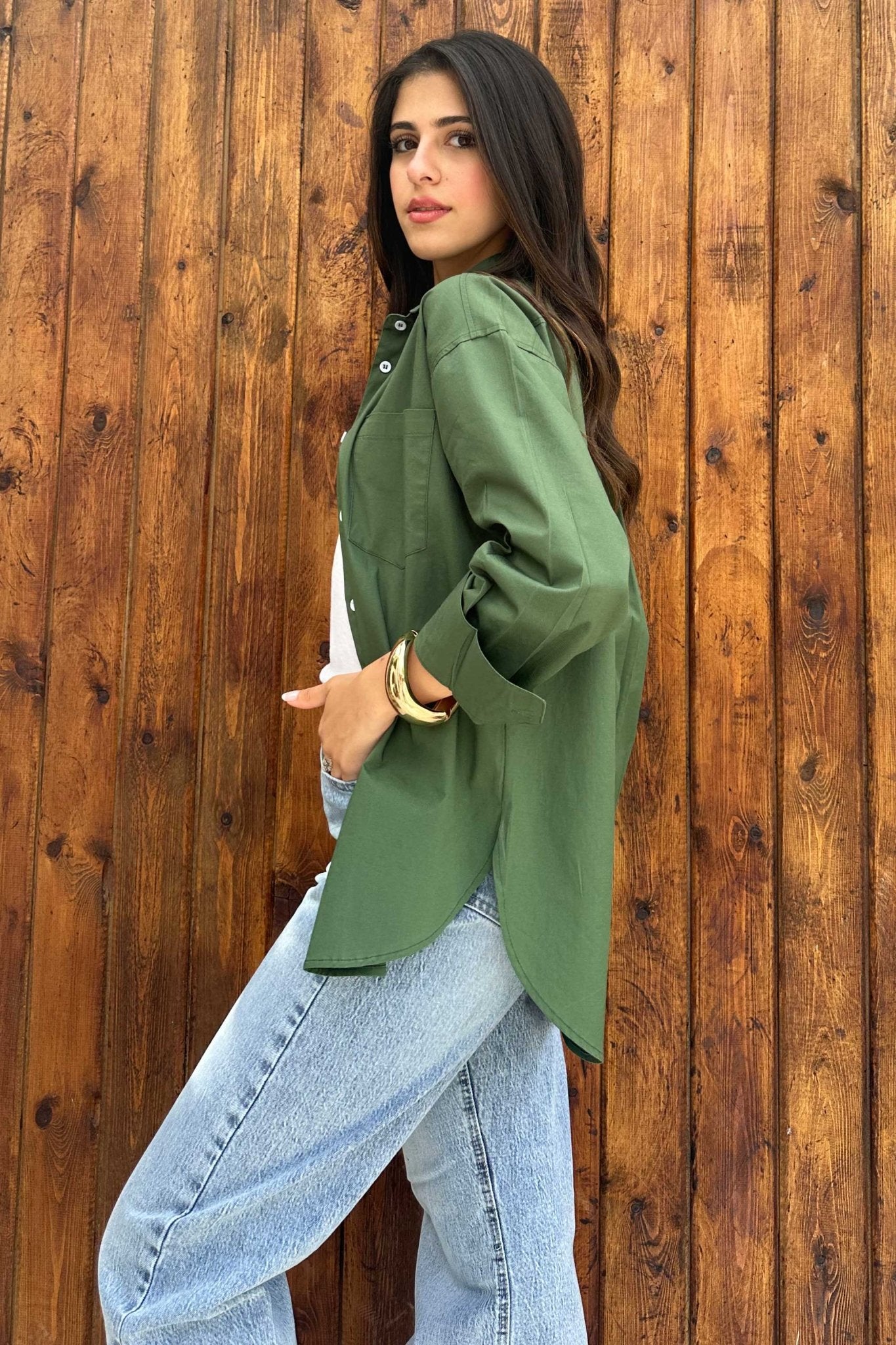 Oversized - Olive Green Shirt Shirt CIZNEW - Cizaro Jeans