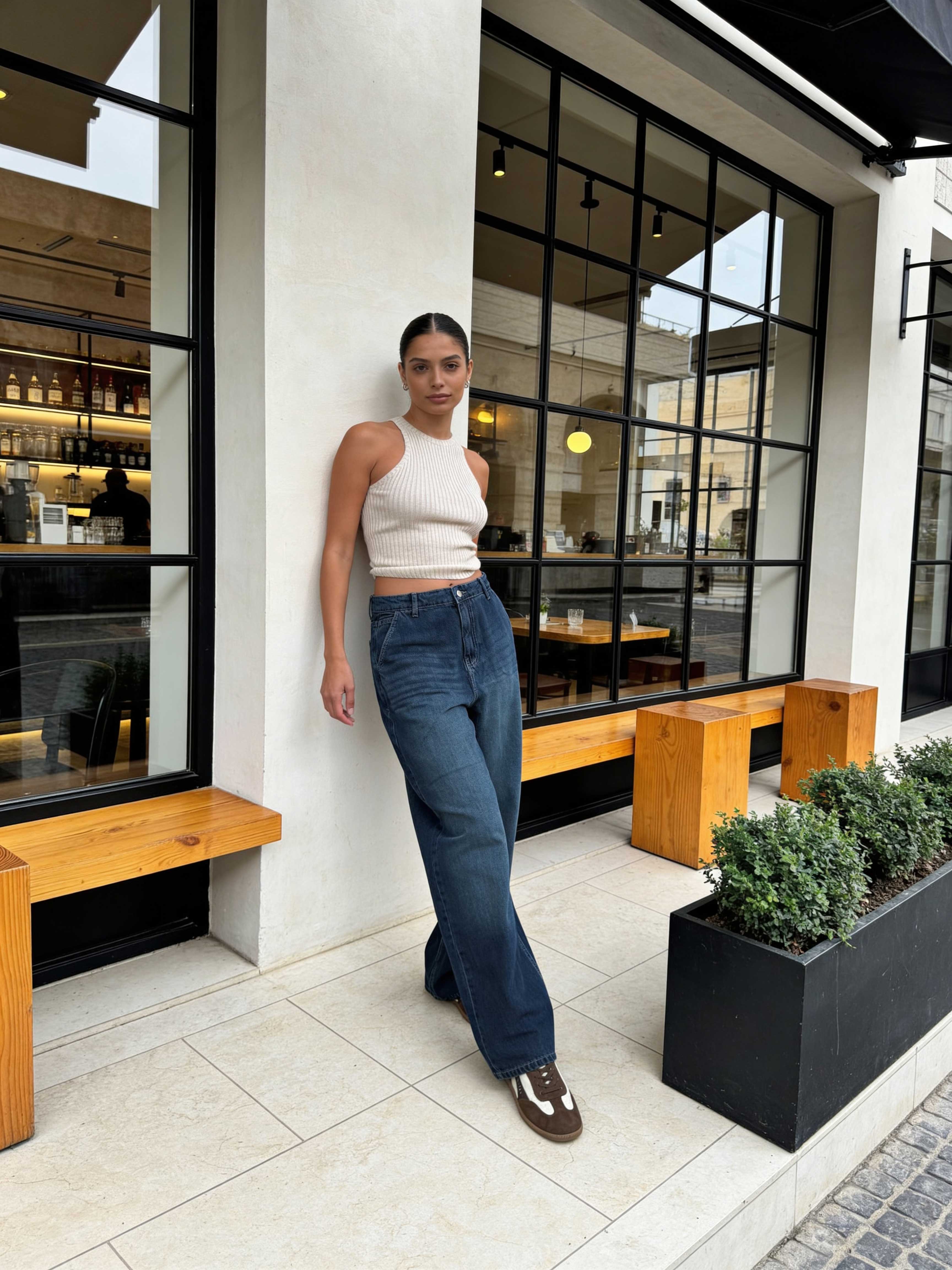 Skater – High-Waist Deep Vintage Green Jeans Skater CIZARO - Cizaro Jeans