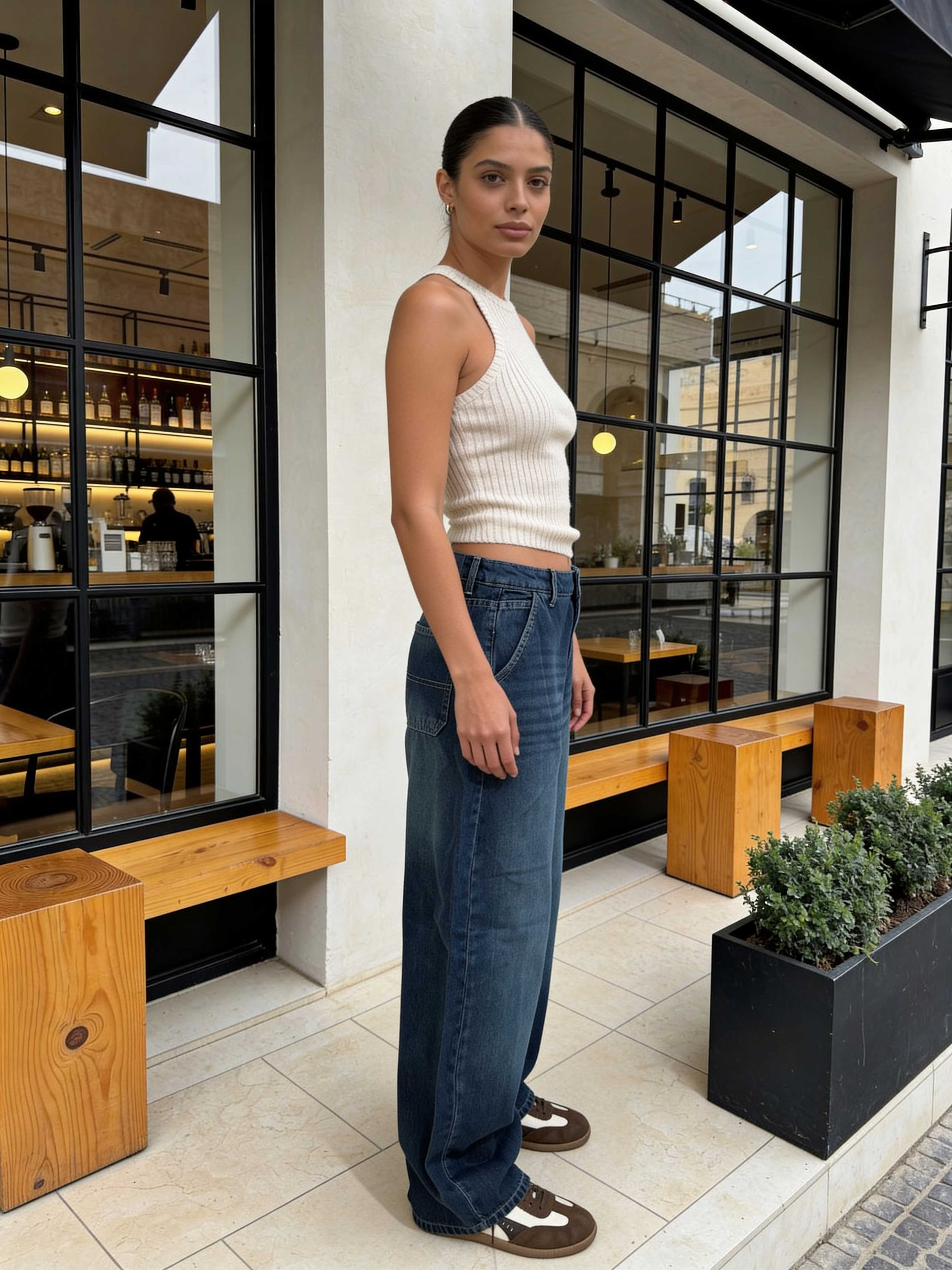 Skater – High-Waist Deep Vintage Green Jeans Skater CIZARO - Cizaro Jeans