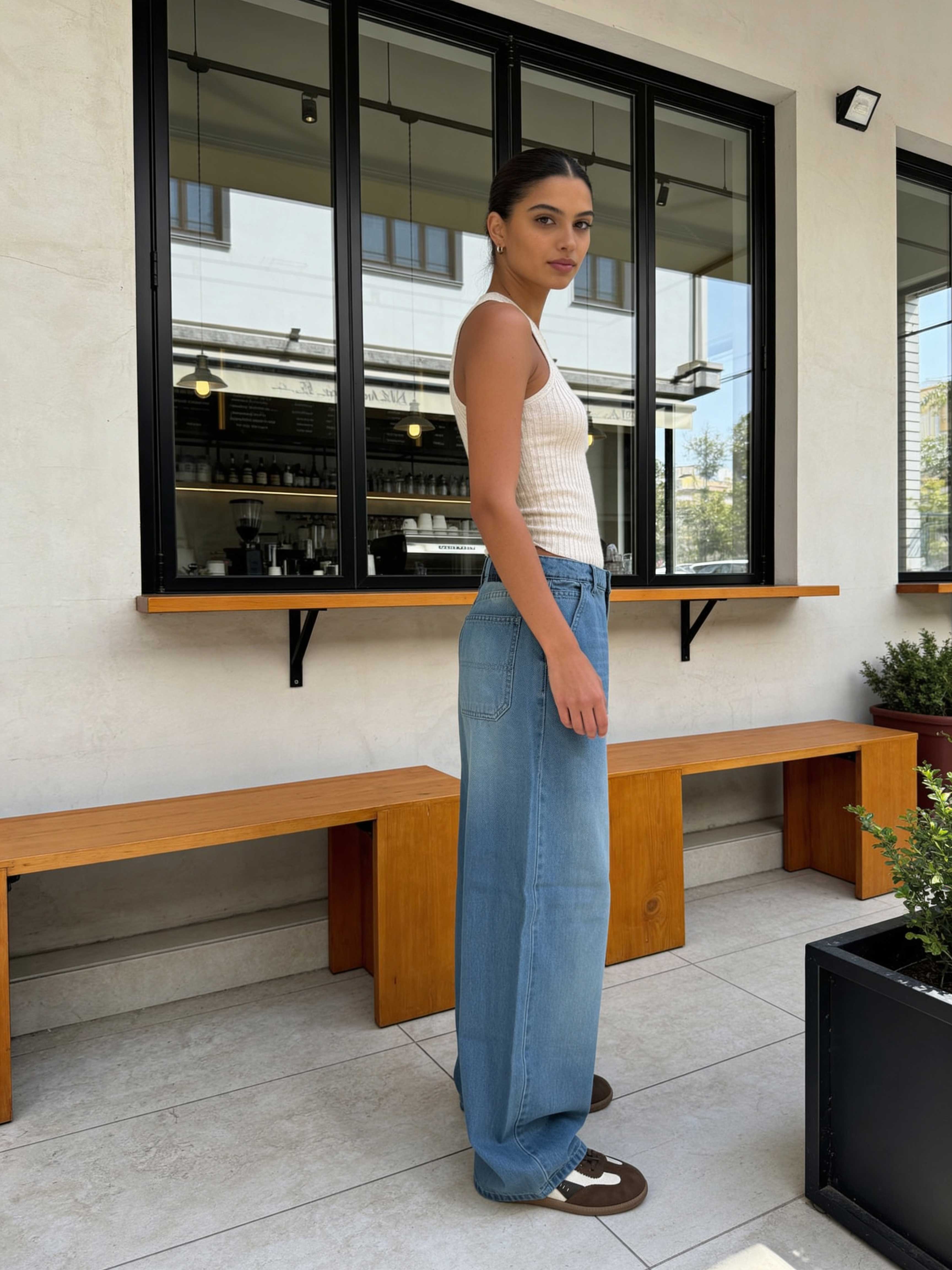 Skater – High-Waist Powder Blue Jeans Skater CIZARO - Cizaro Jeans