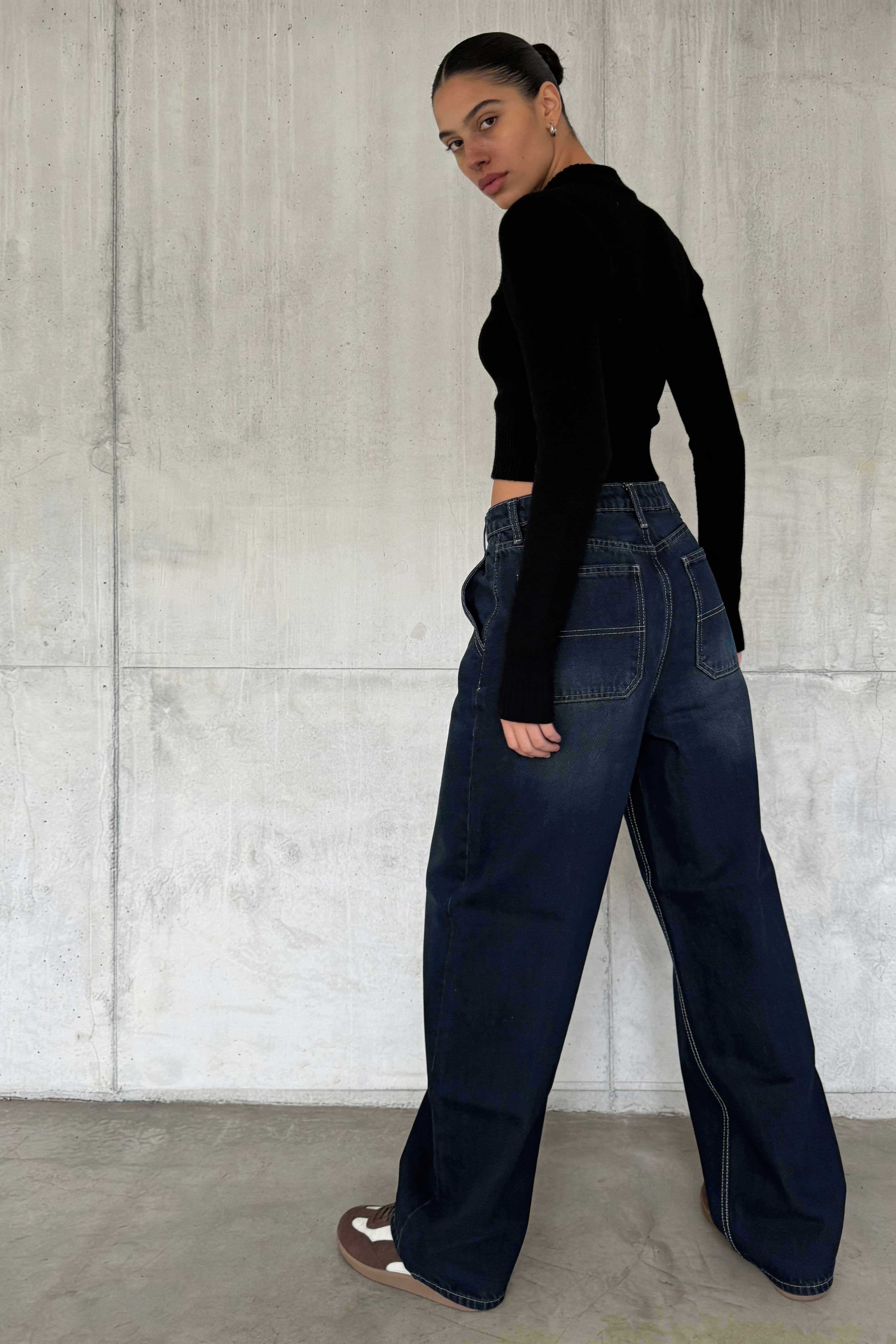 Skater – High-Waist Deep Vintage Green Jeans Skater CIZARO - Cizaro Jeans