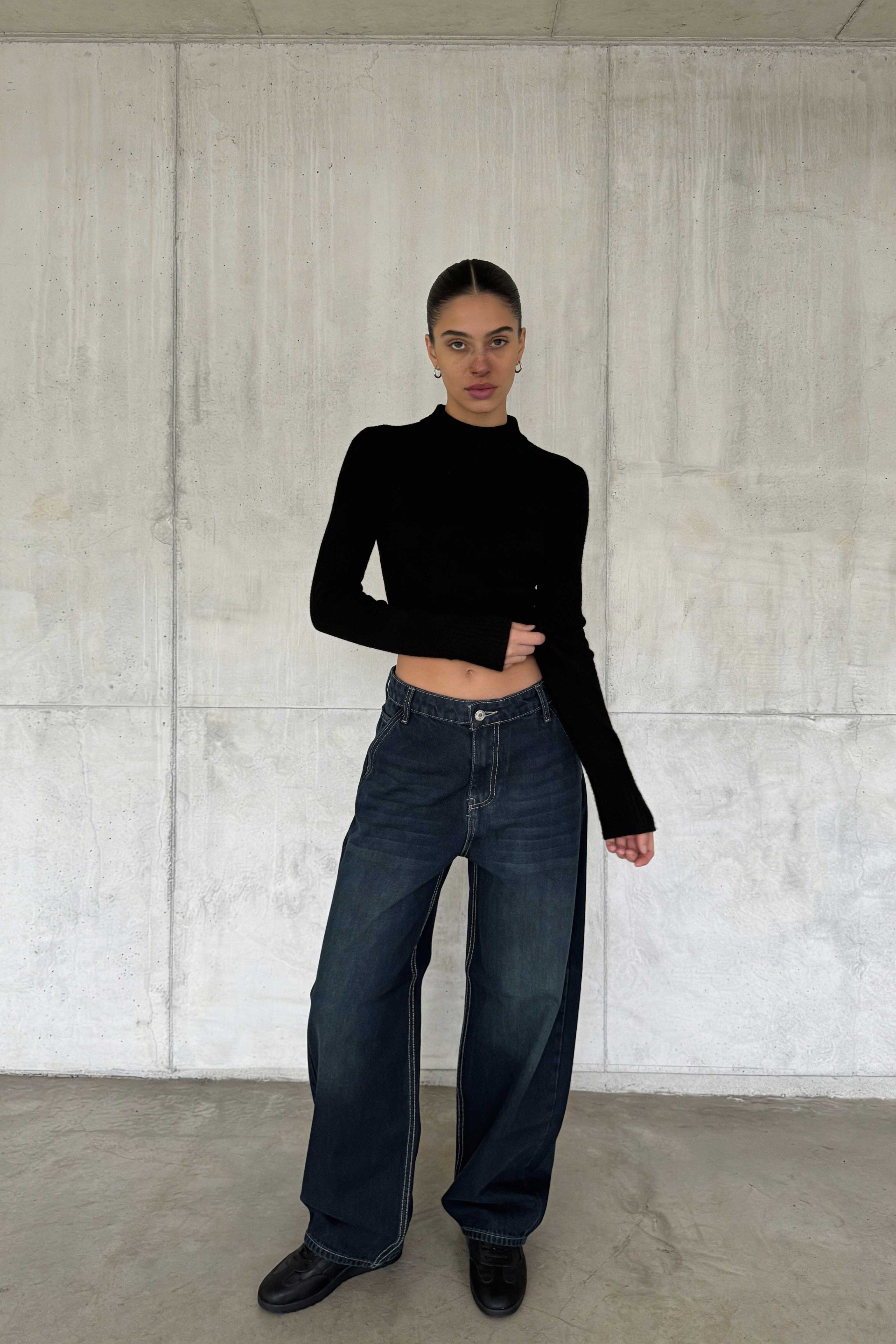 Skater – High-Waist Deep Vintage Green Jeans Skater CIZARO - Cizaro Jeans