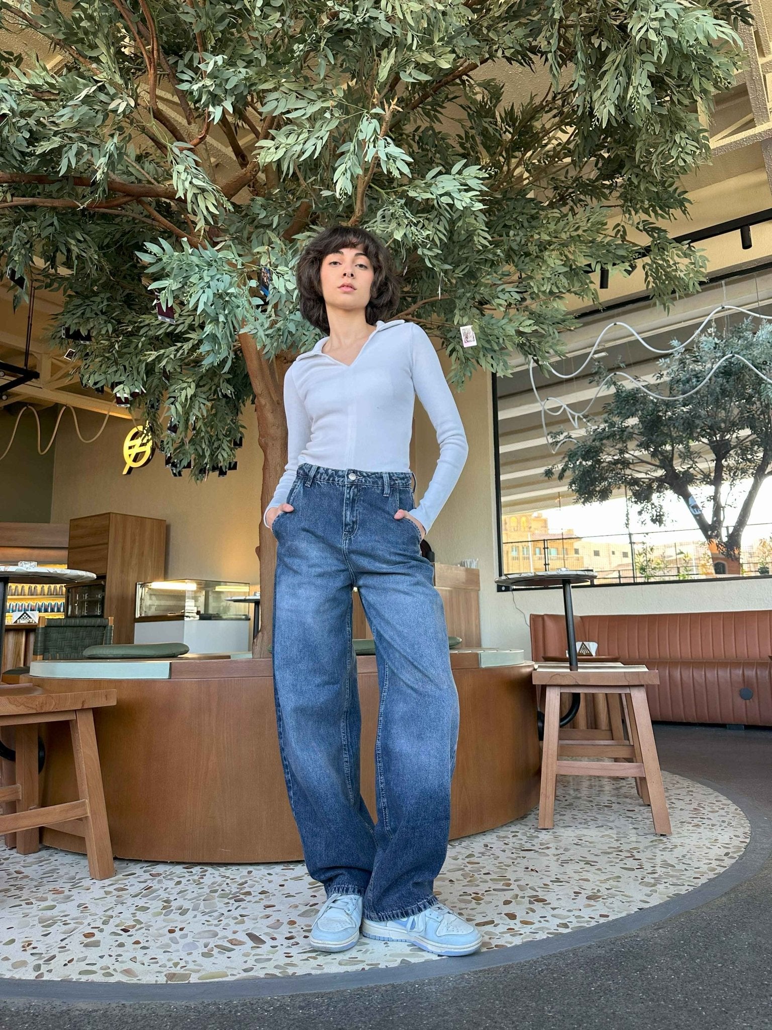 Skater - Mid Navy Blue Washed Skater Jeans. Baggy CIZARO - Cizaro Jeans