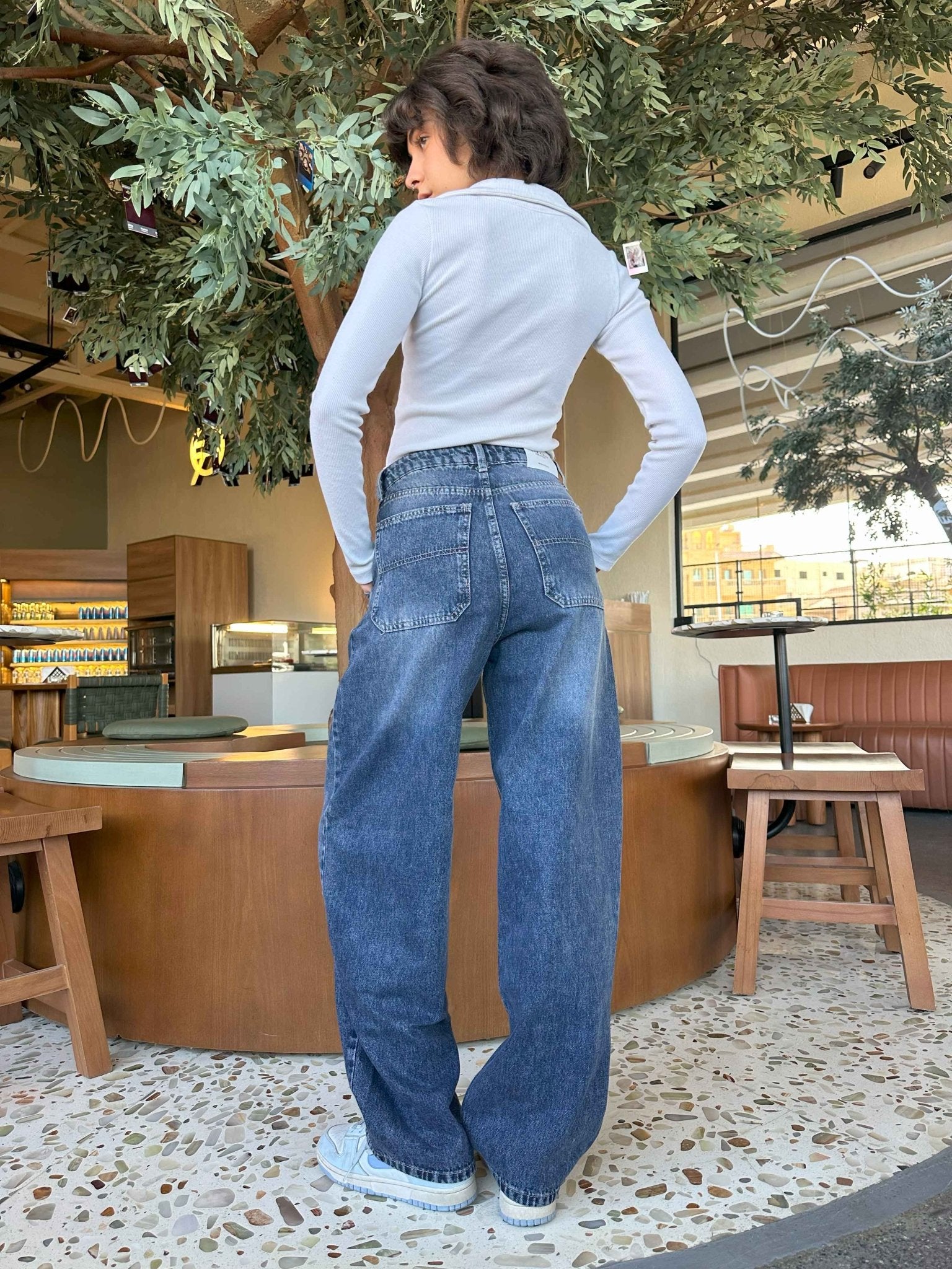Skater - Mid Navy Blue Washed Skater Jeans. Baggy CIZARO - Cizaro Jeans