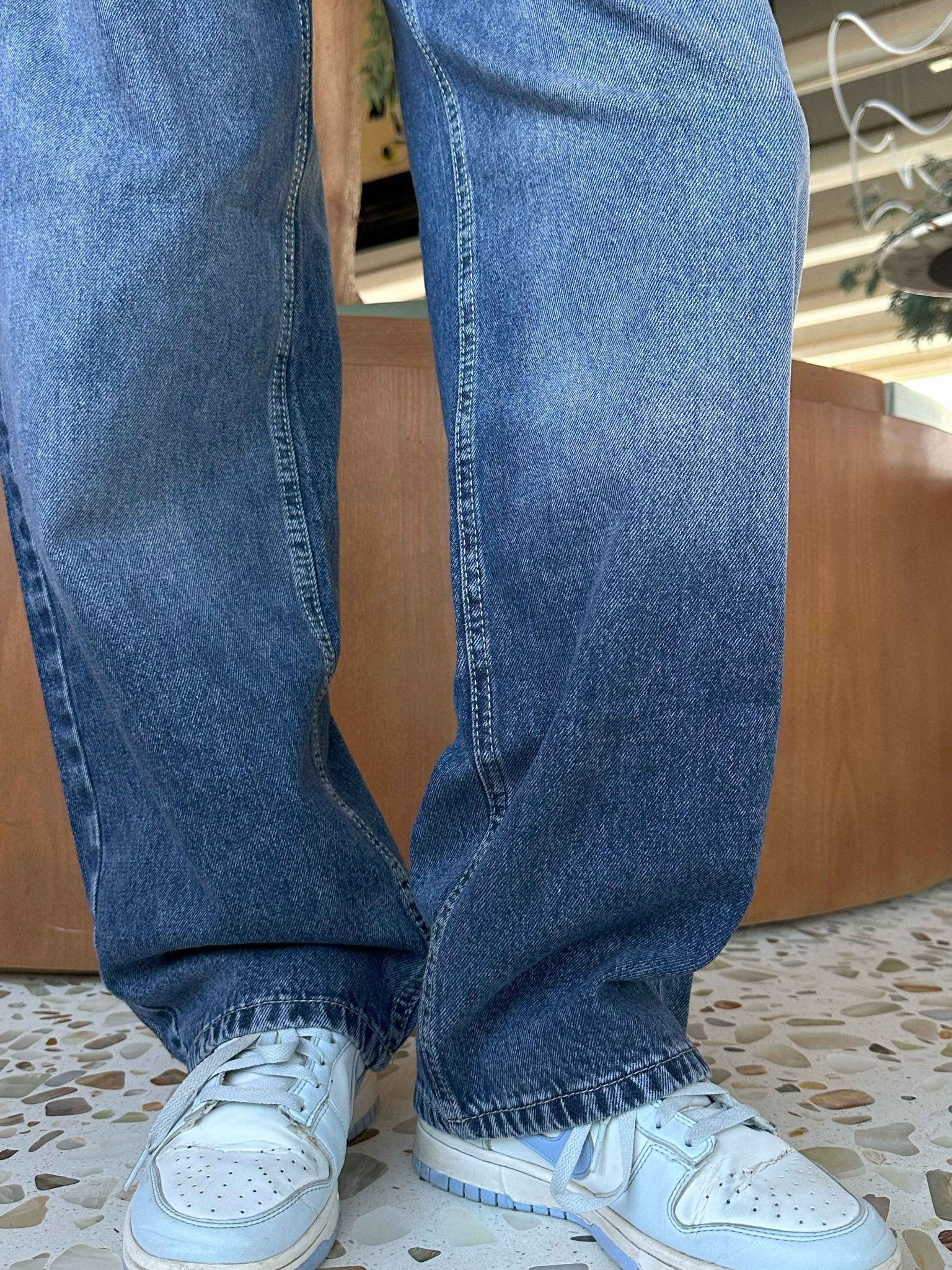 Skater - Mid Navy Blue Washed Skater Jeans. Baggy CIZARO - Cizaro Jeans
