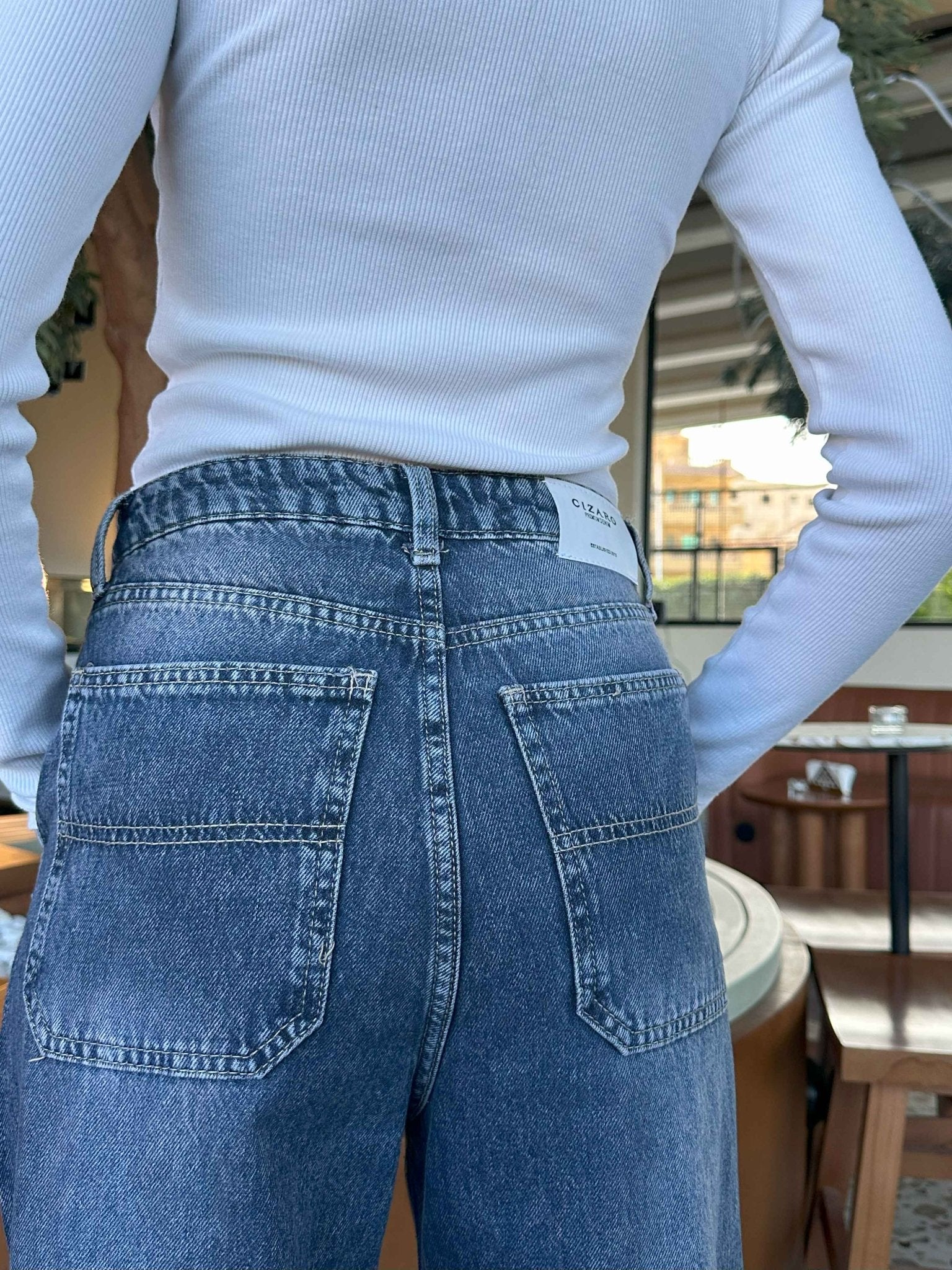 Skater - Mid Navy Blue Washed Skater Jeans. Baggy CIZARO - Cizaro Jeans