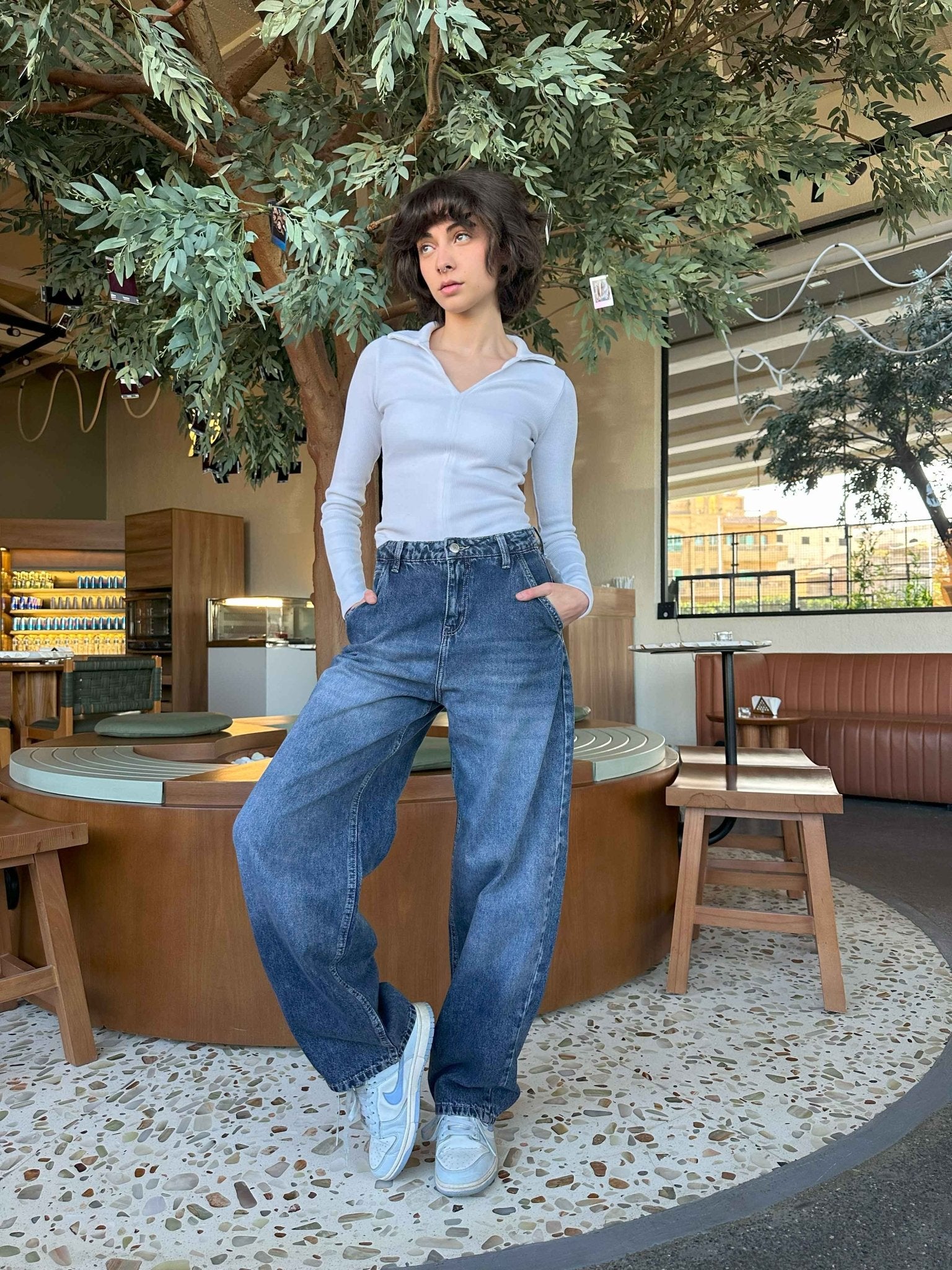 Skater - Mid Navy Blue Washed Skater Jeans. Baggy CIZARO - Cizaro Jeans