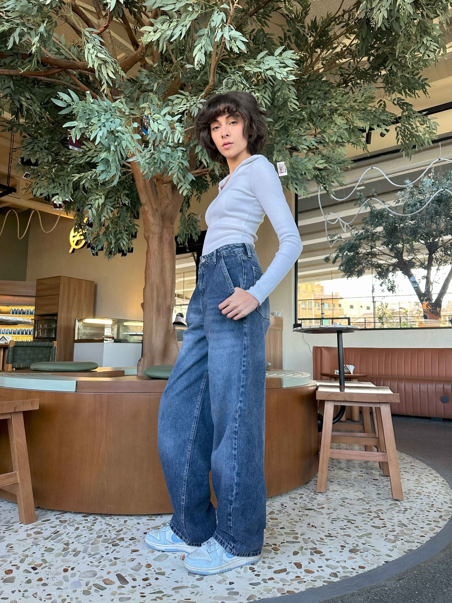 Skater - Mid Navy Blue Washed Skater Jeans. Baggy CIZARO - Cizaro Jeans