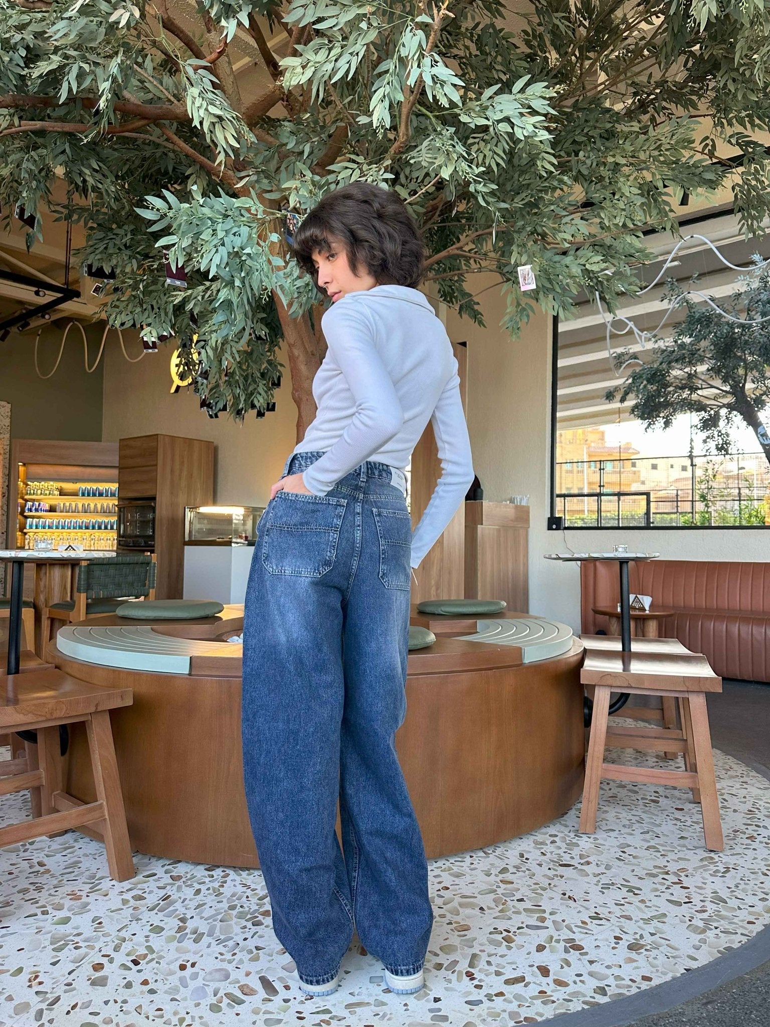 Skater - Mid Navy Blue Washed Skater Jeans. Baggy CIZARO - Cizaro Jeans