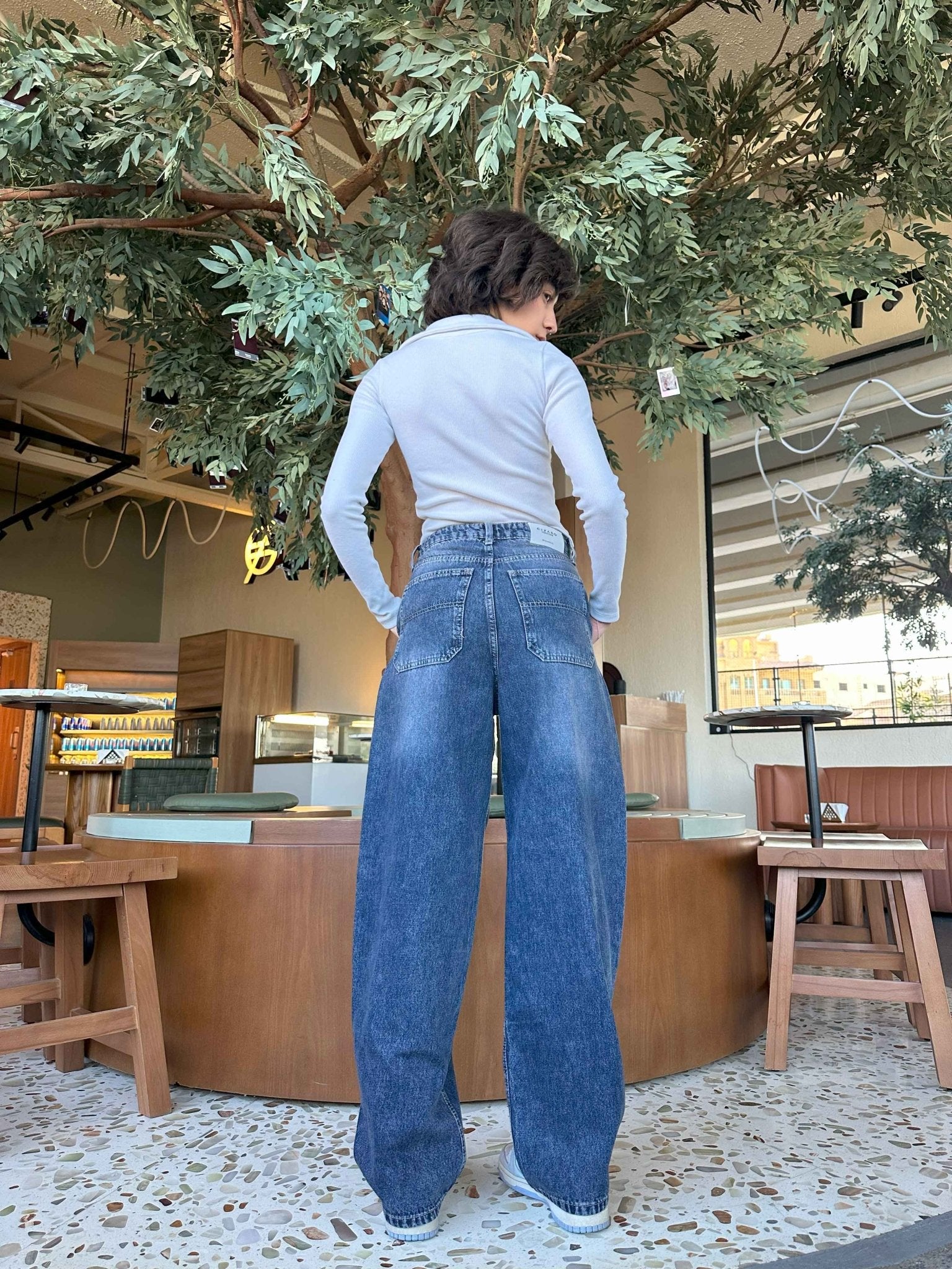 Skater - Mid Navy Blue Washed Skater Jeans. Baggy CIZARO - Cizaro Jeans