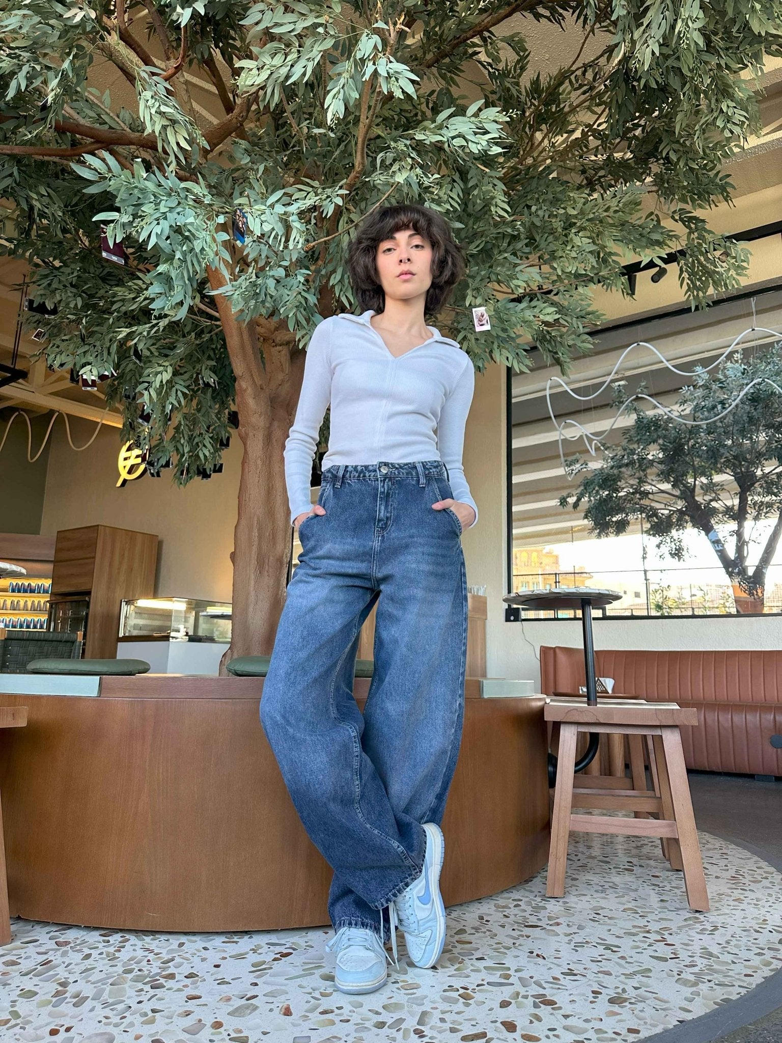 Skater - Mid Navy Blue Washed Skater Jeans. Baggy CIZARO - Cizaro Jeans