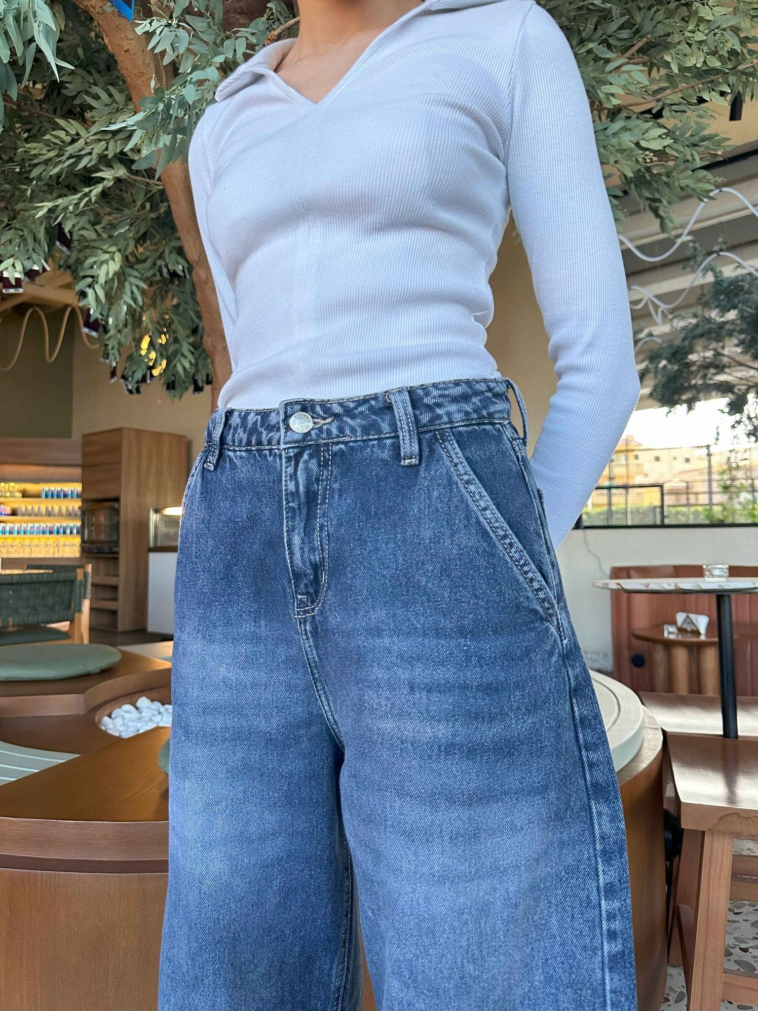 Skater - Mid Navy Blue Washed Skater Jeans. Baggy CIZARO - Cizaro Jeans