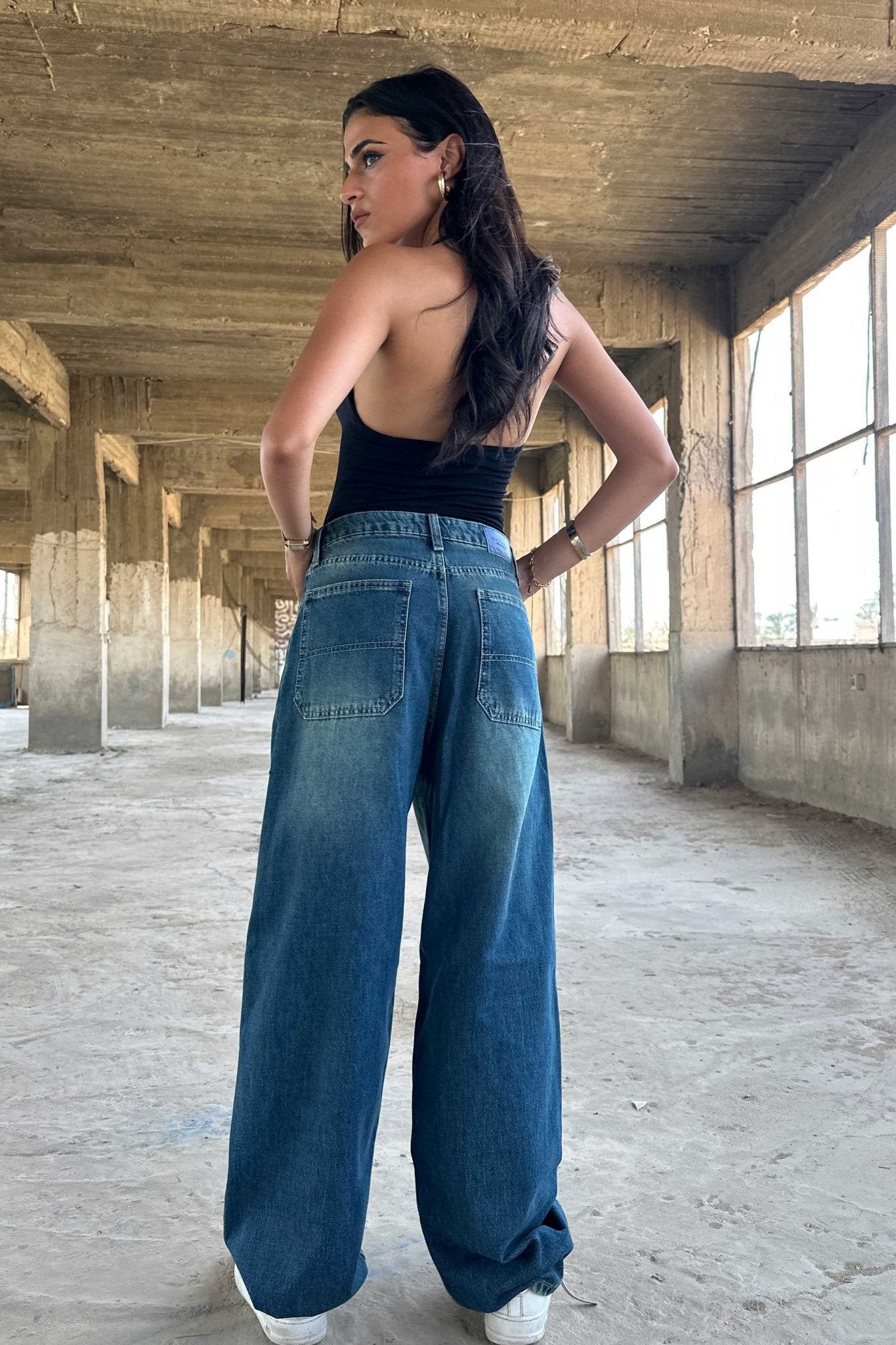 Skater - High-Waist Deep Vintage Blue Jeans skater CIZARO - Cizaro Jeans