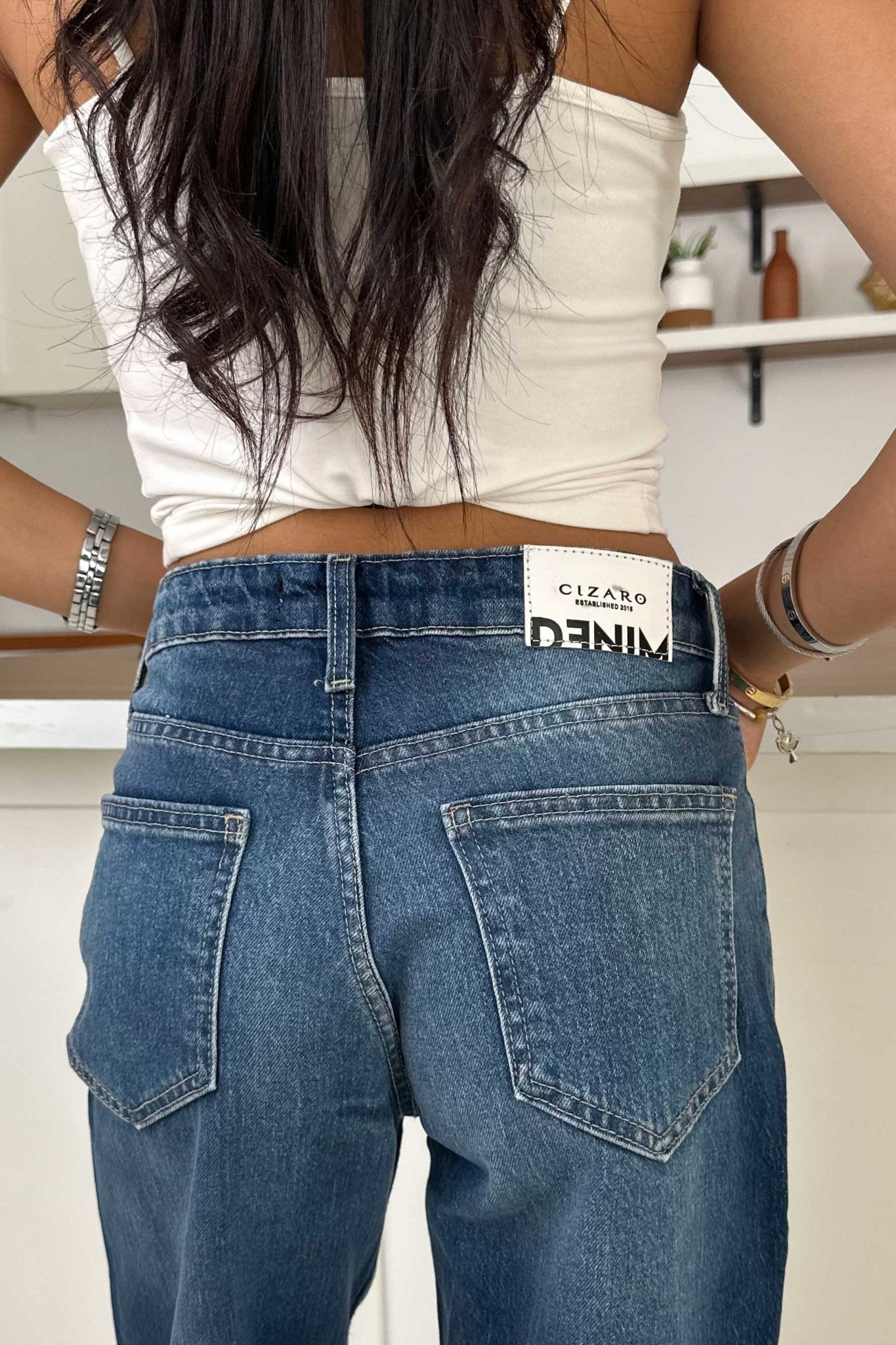 Ultra Comfort Straight Leg – Mid Rise Faded Blue Jeans straight CIZARO - Cizaro Jeans