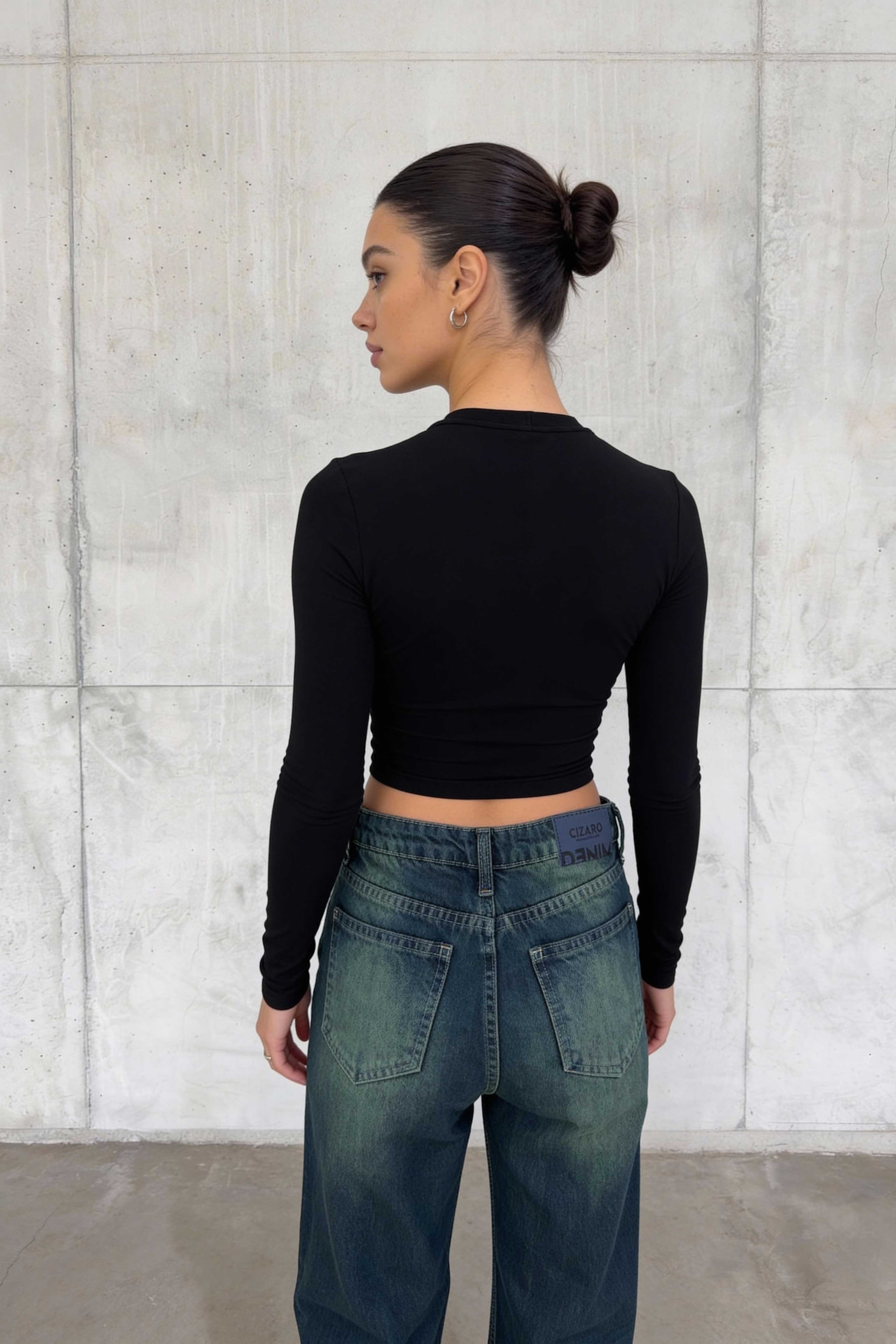 Straight – High-Waist Deep Vintage Green Jeans Straight CIZARO - Cizaro Jeans