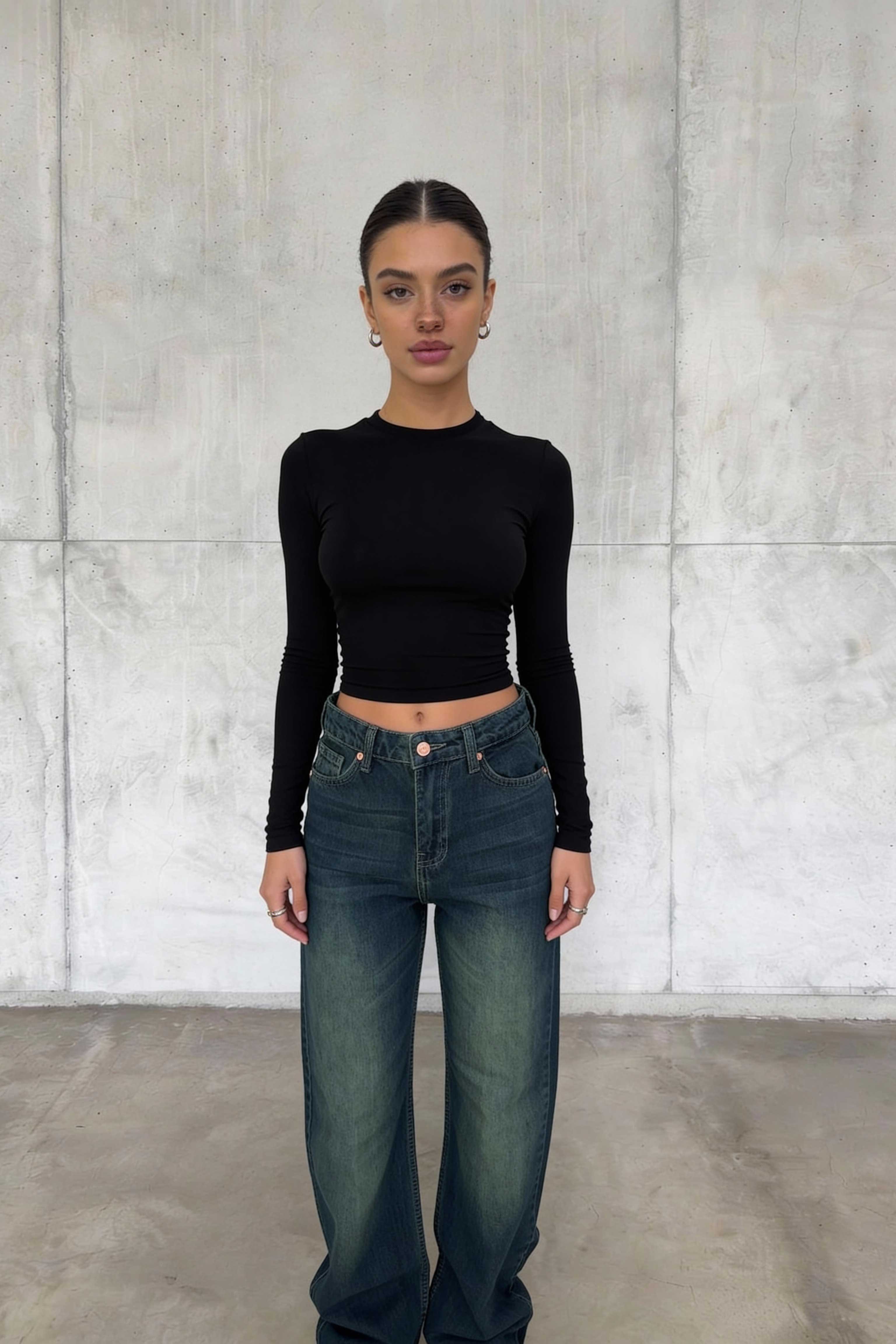 Straight – High-Waist Deep Vintage Green Jeans Straight CIZARO - Cizaro Jeans