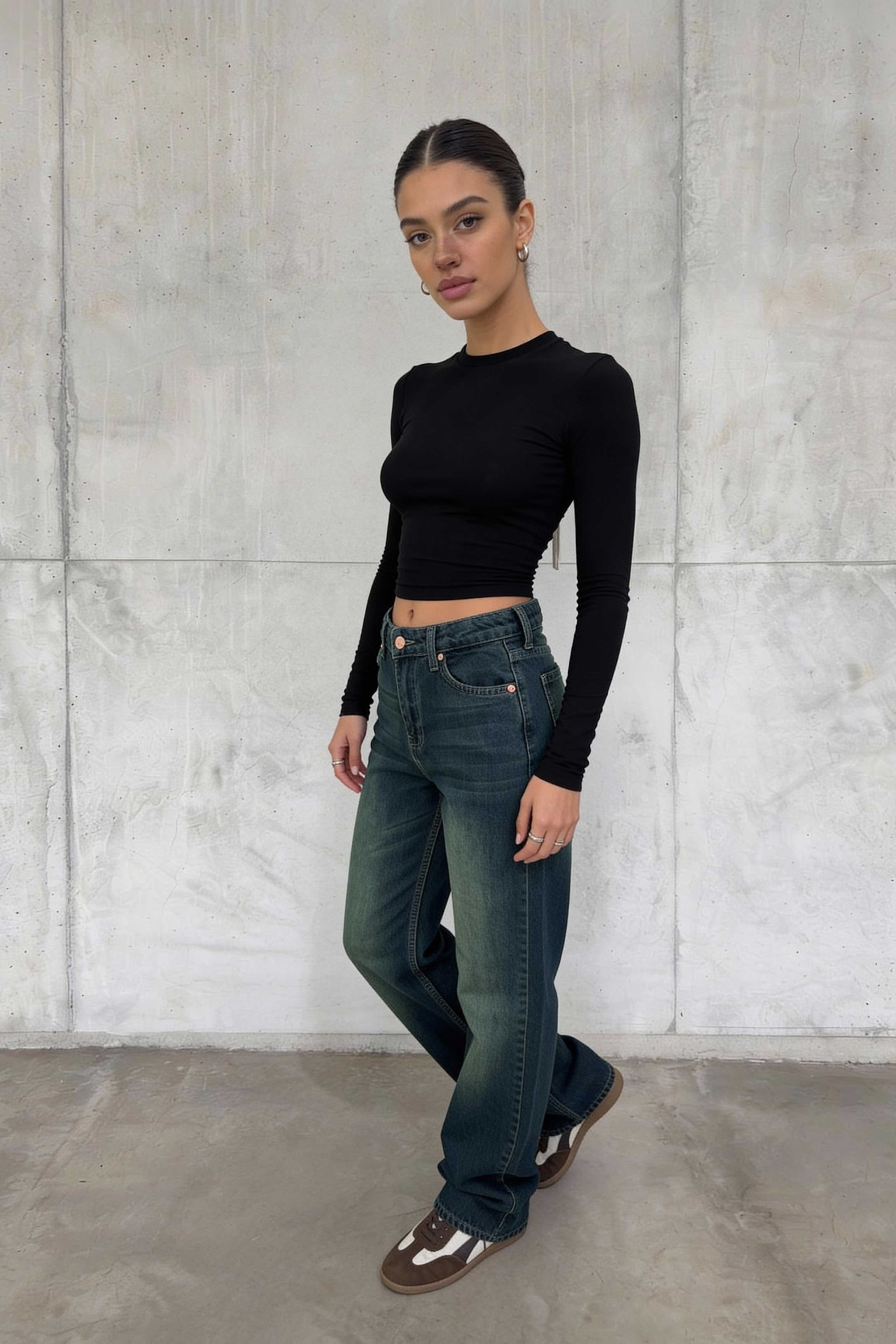 Straight – High-Waist Deep Vintage Green Jeans Straight CIZARO - Cizaro Jeans