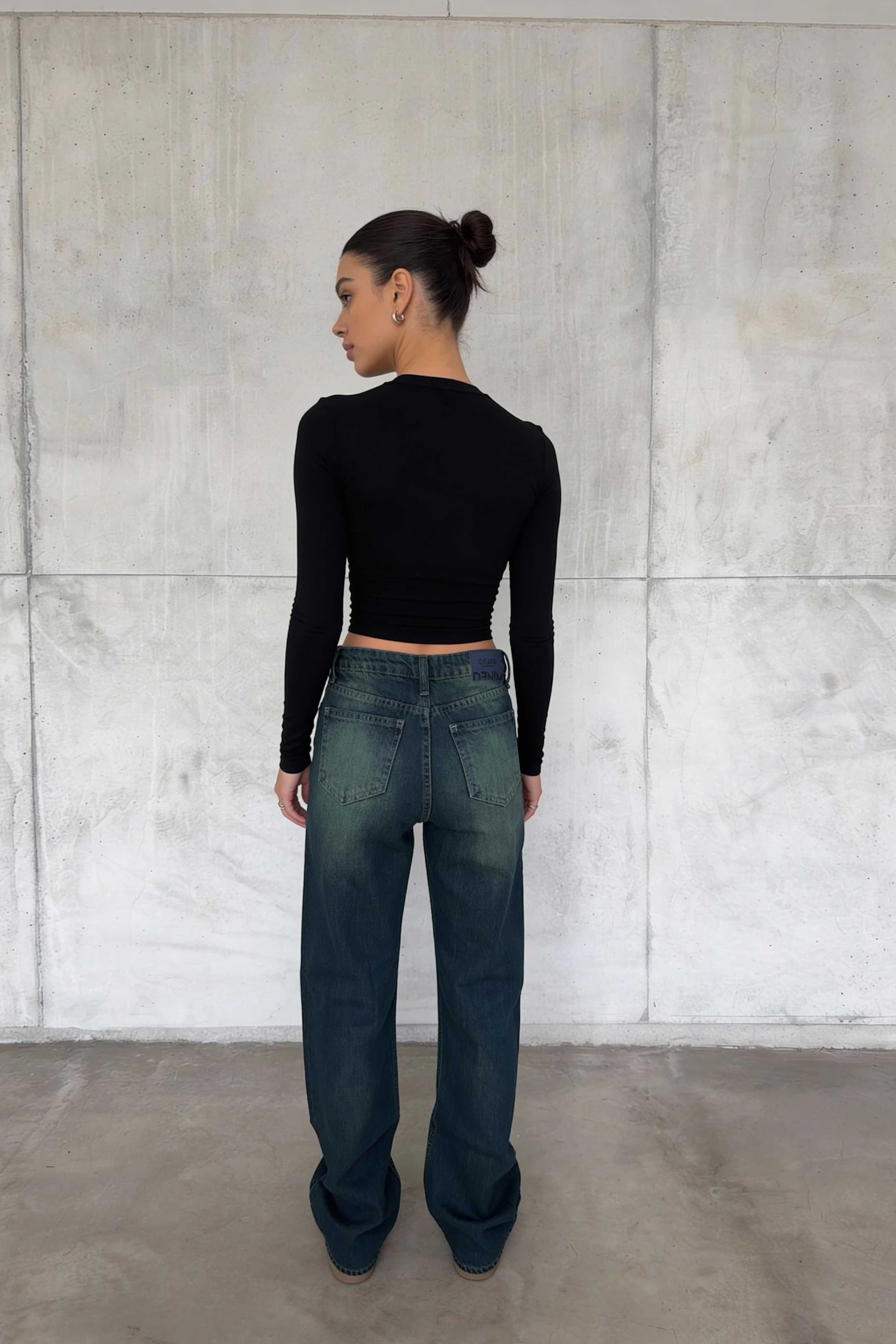 Straight – High-Waist Deep Vintage Green Jeans Straight CIZARO - Cizaro Jeans
