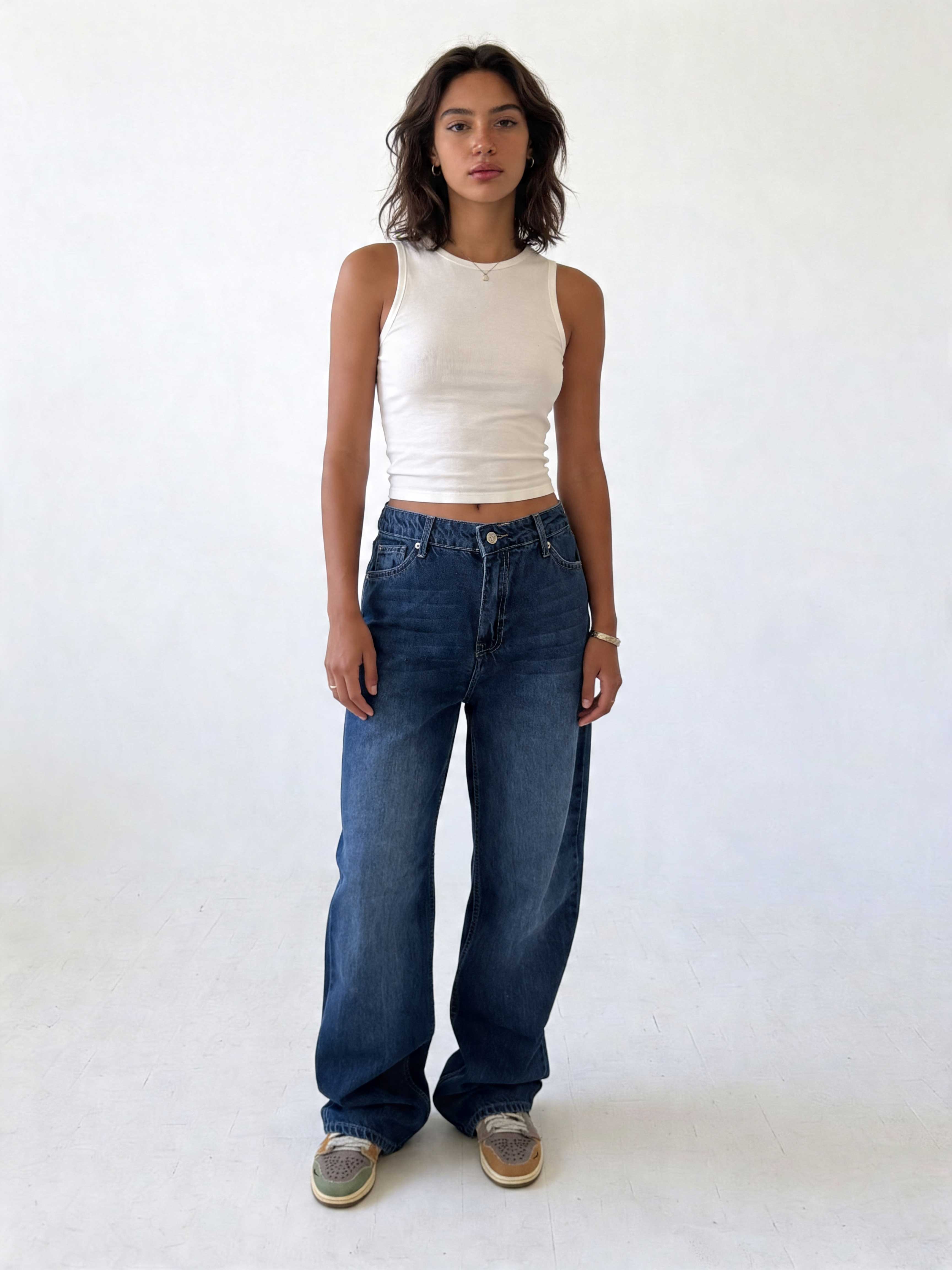 Straight – High-Waist Ocean Blue Jeans straight CIZARO - Cizaro Jeans