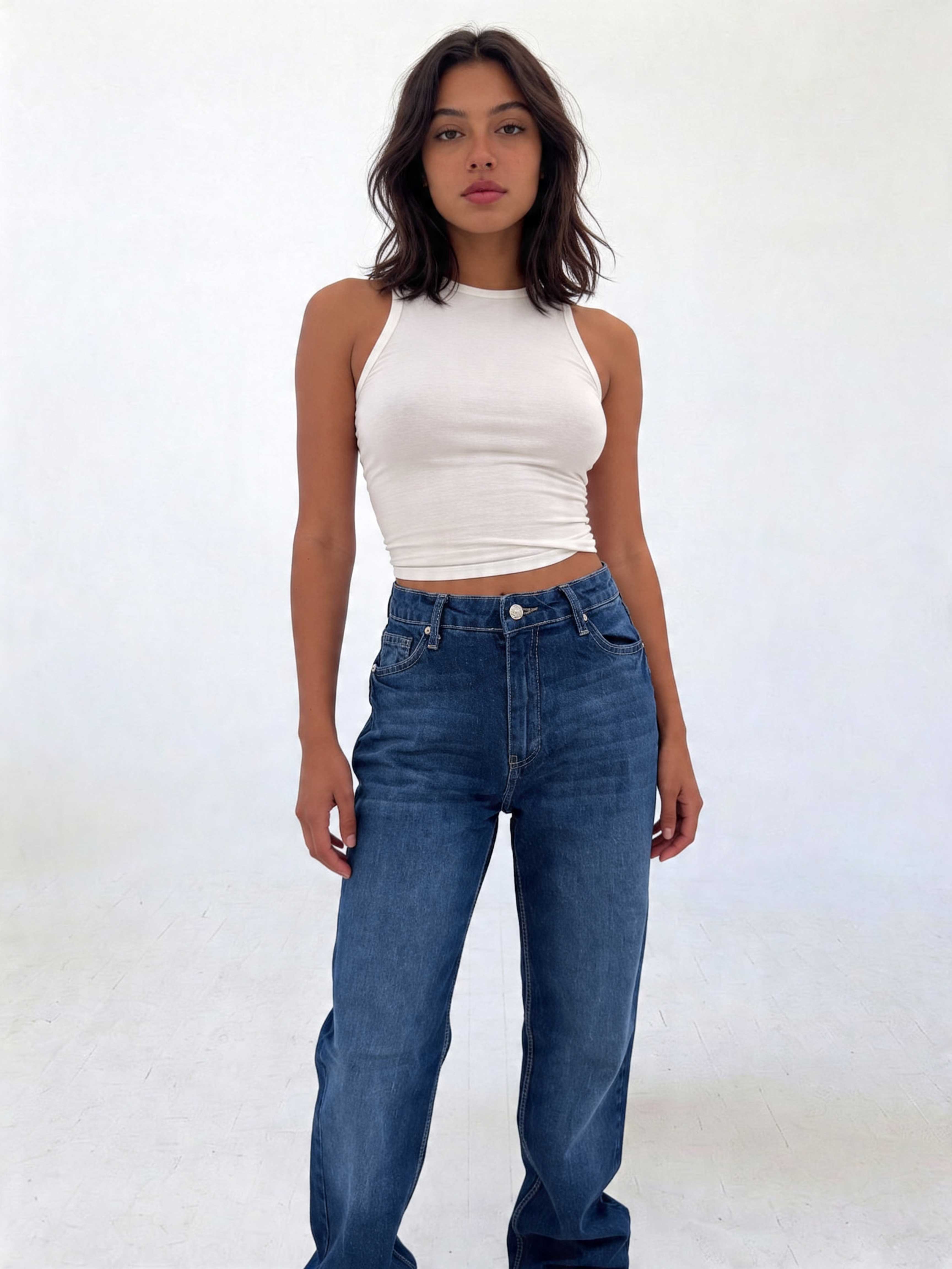 Ultra Comfort Straight – High-Waist Sapphire Ocean Blue Jeans Straight CIZARO - Cizaro Jeans