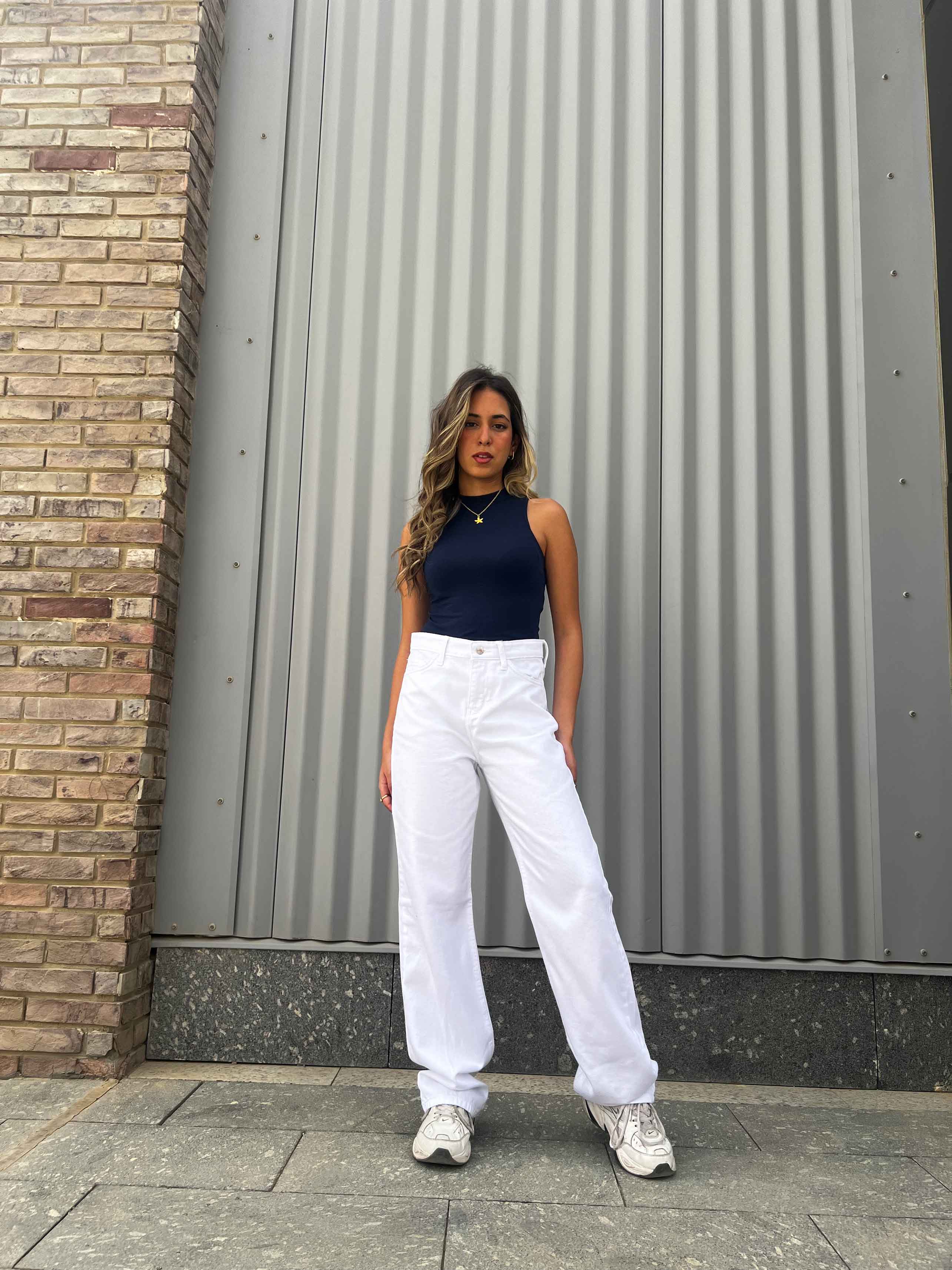 Straight - High Waist White. Straight-Leg CIZARO - Cizaro Jeans