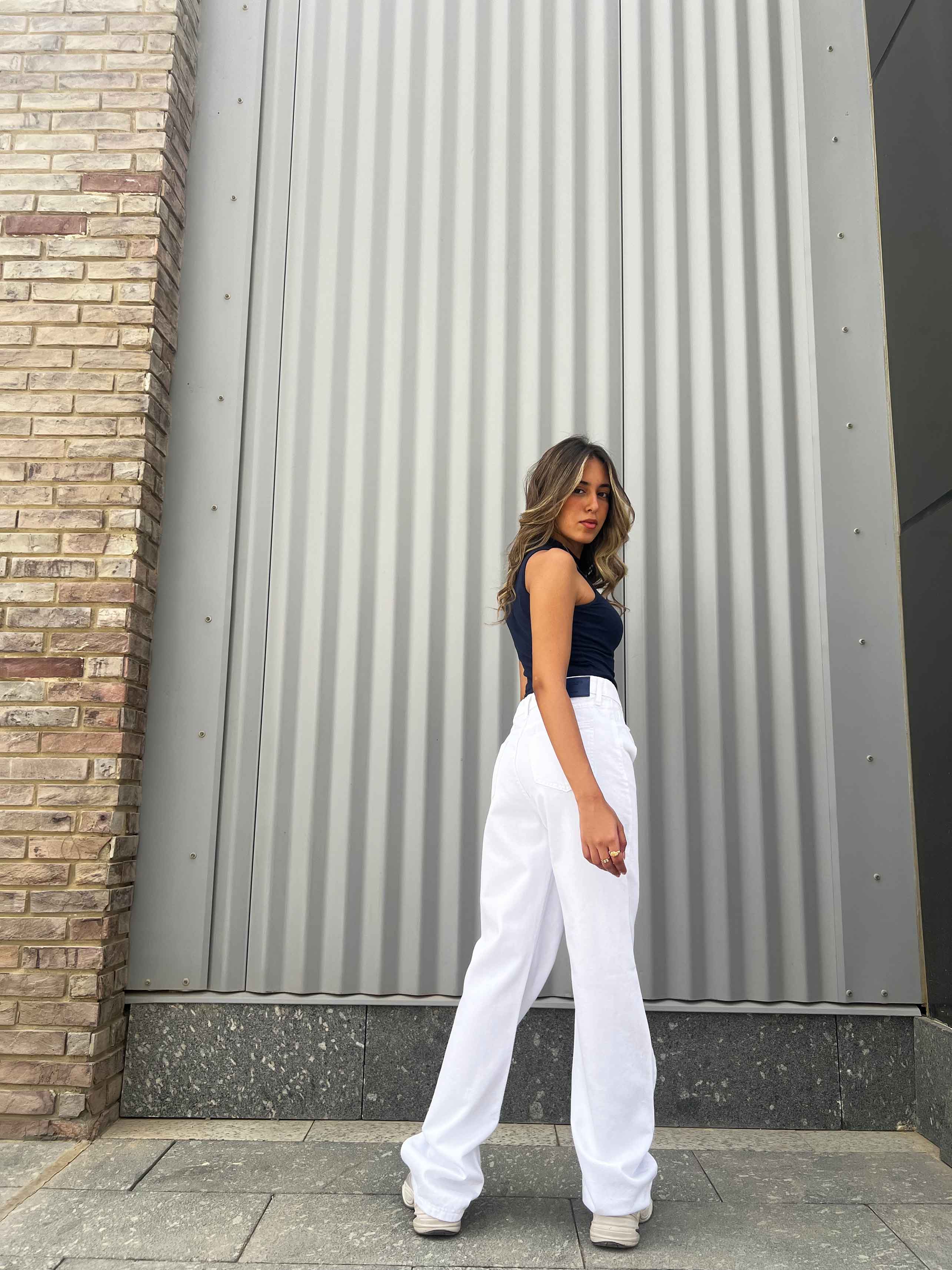 Straight - High Waist White. Straight-Leg CIZARO - Cizaro Jeans