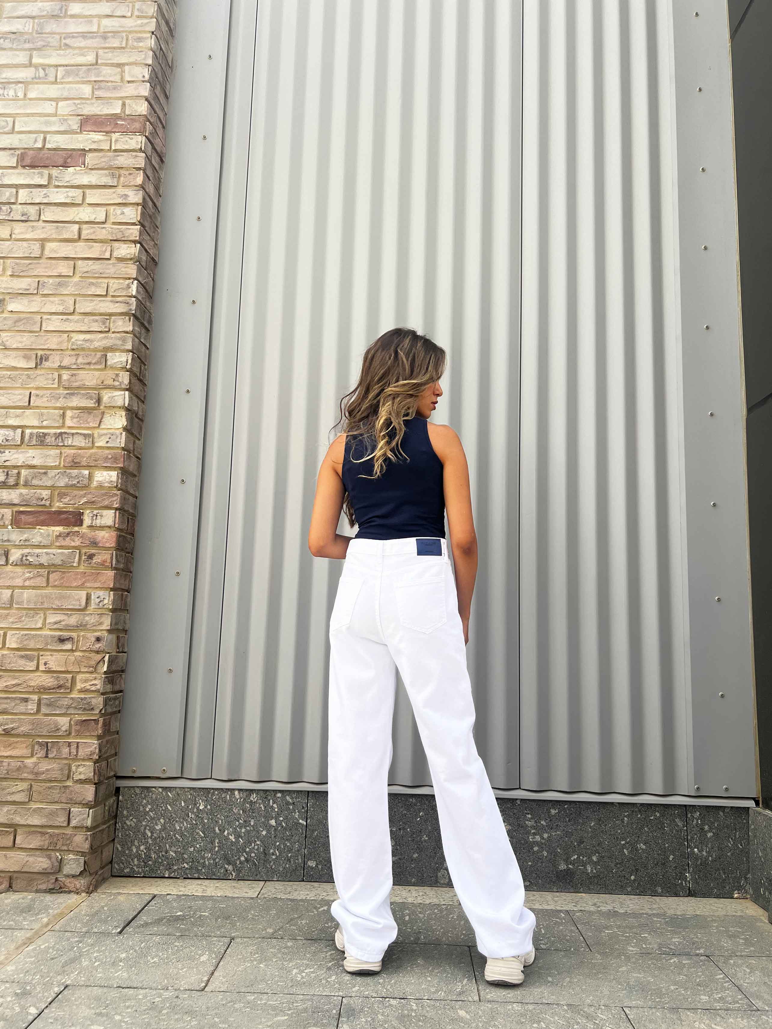 Straight - High Waist White. Straight-Leg CIZARO - Cizaro Jeans