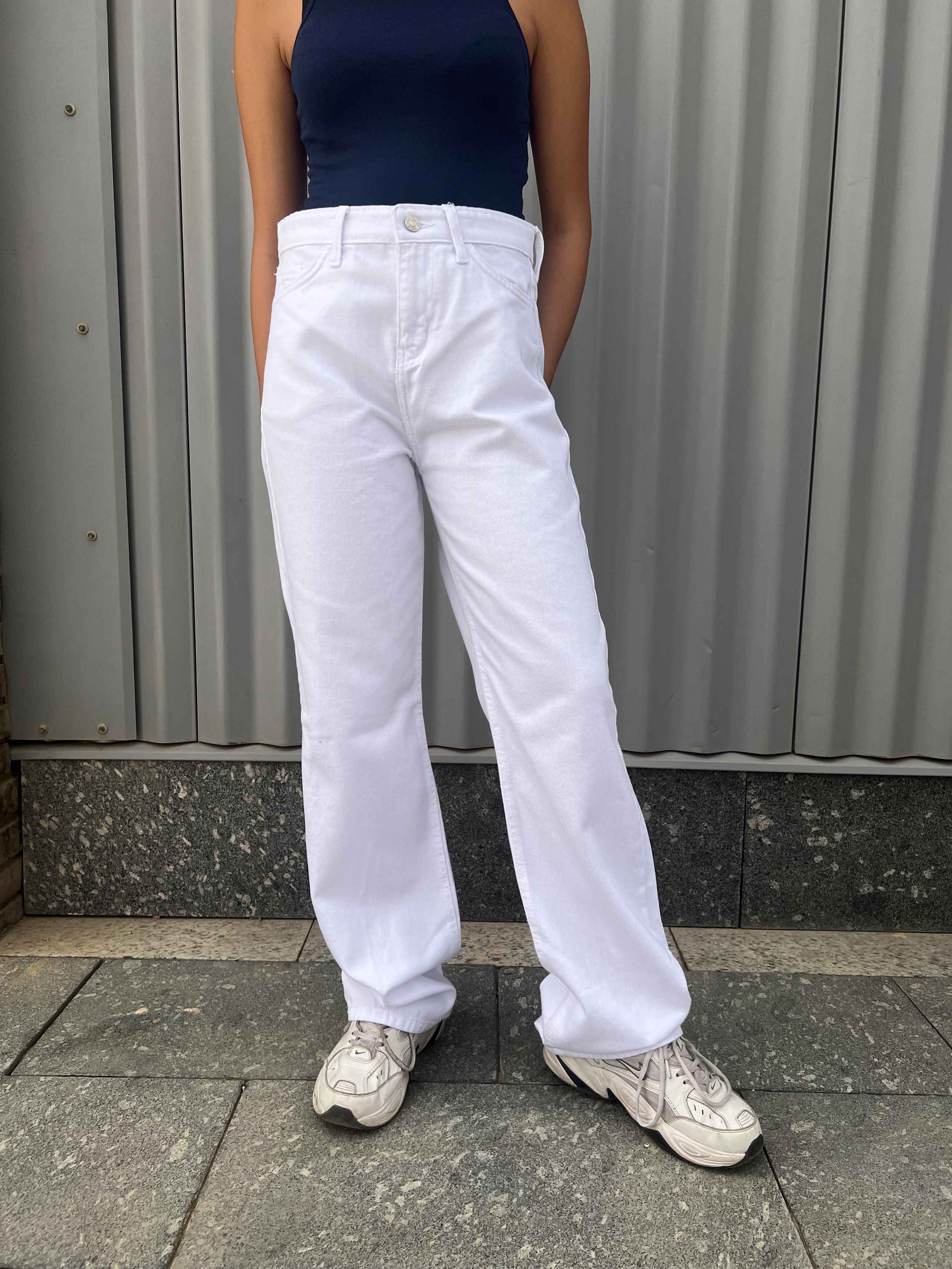 Straight - High Waist White. Straight-Leg CIZARO - Cizaro Jeans