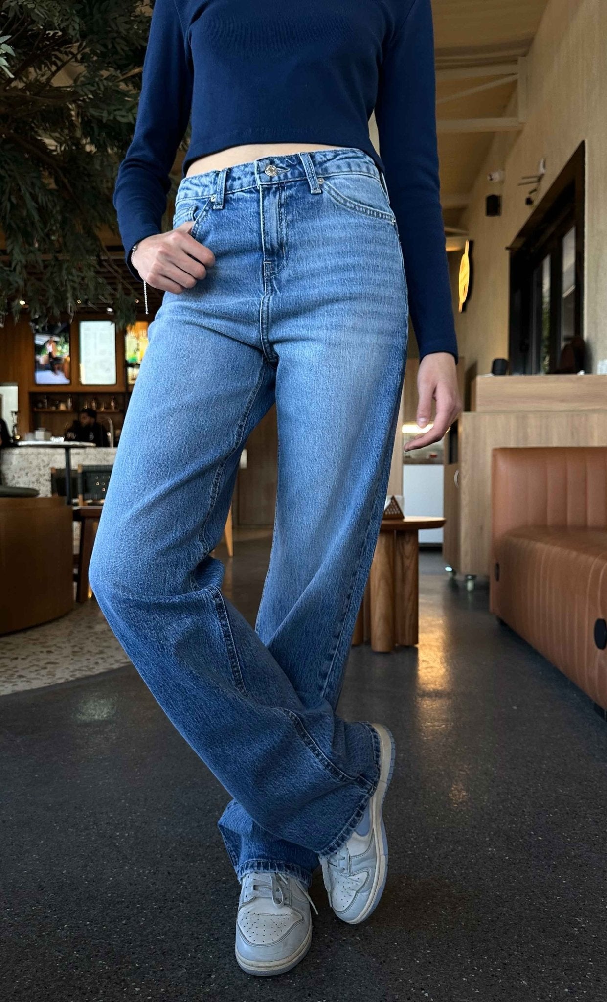 Ultra Comfort - Washed Blue Straight-Cut Jeans Straight-Leg CIZARO - Cizaro Jeans