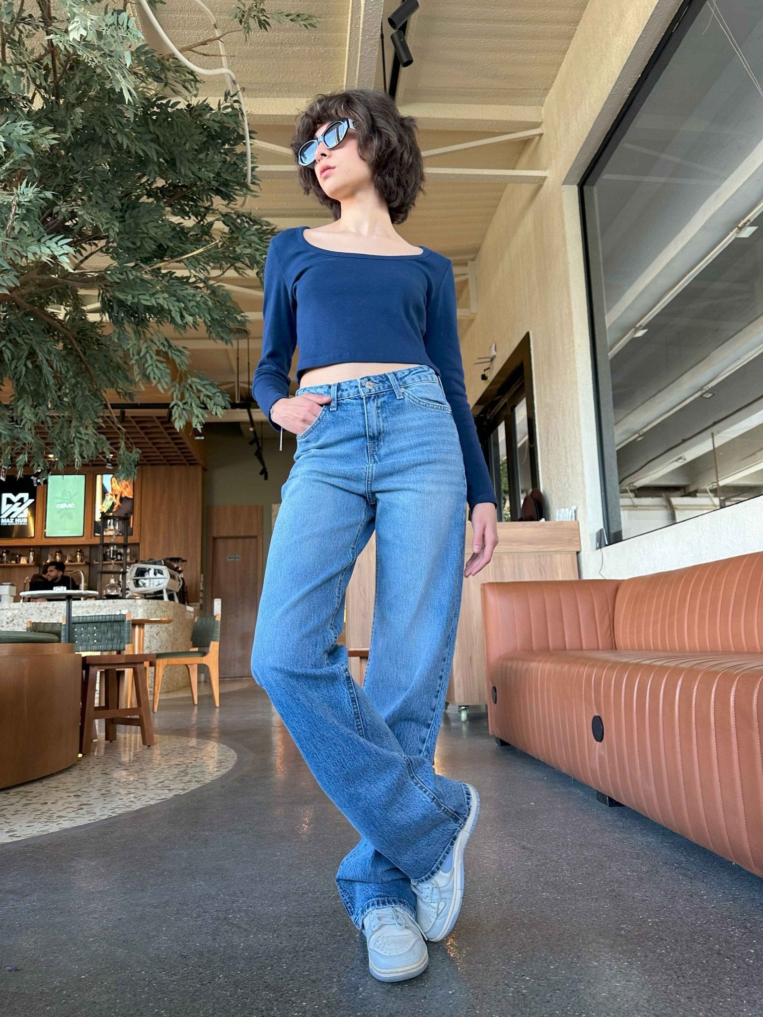 Ultra Comfort - Washed Blue Straight-Cut Jeans Straight-Leg CIZARO - Cizaro Jeans
