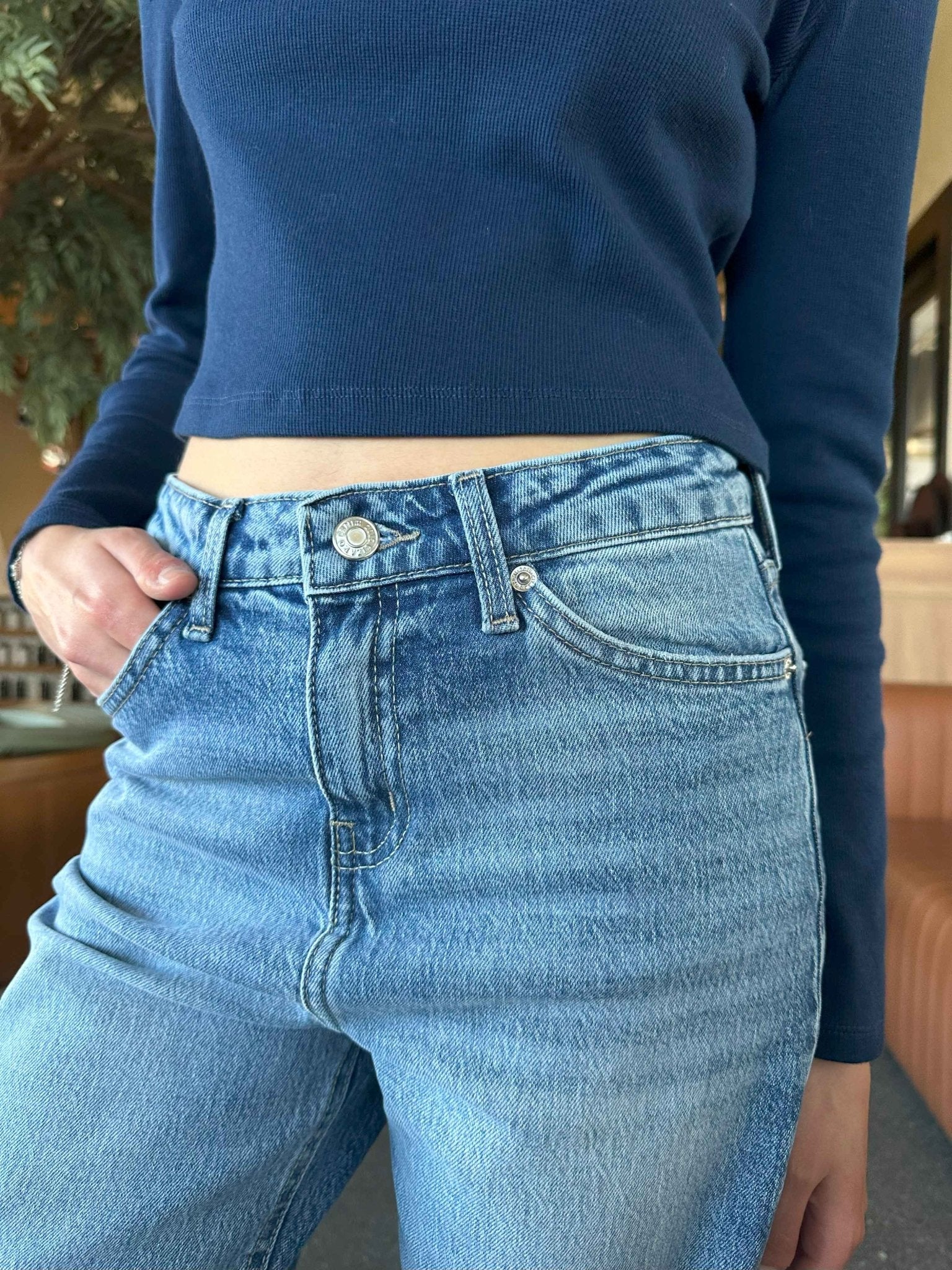 Ultra Comfort - Washed Blue Straight-Cut Jeans Straight-Leg CIZARO - Cizaro Jeans
