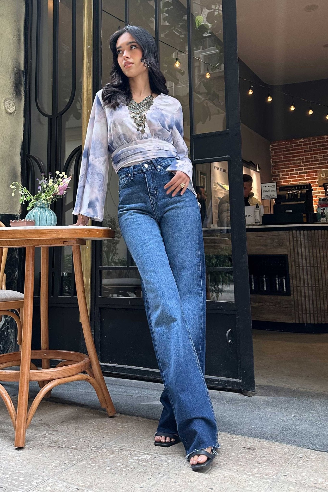 Straight Jeans - Deep Navy Blue Washed Jeans. Mom-Fit CIZARO - Cizaro Jeans