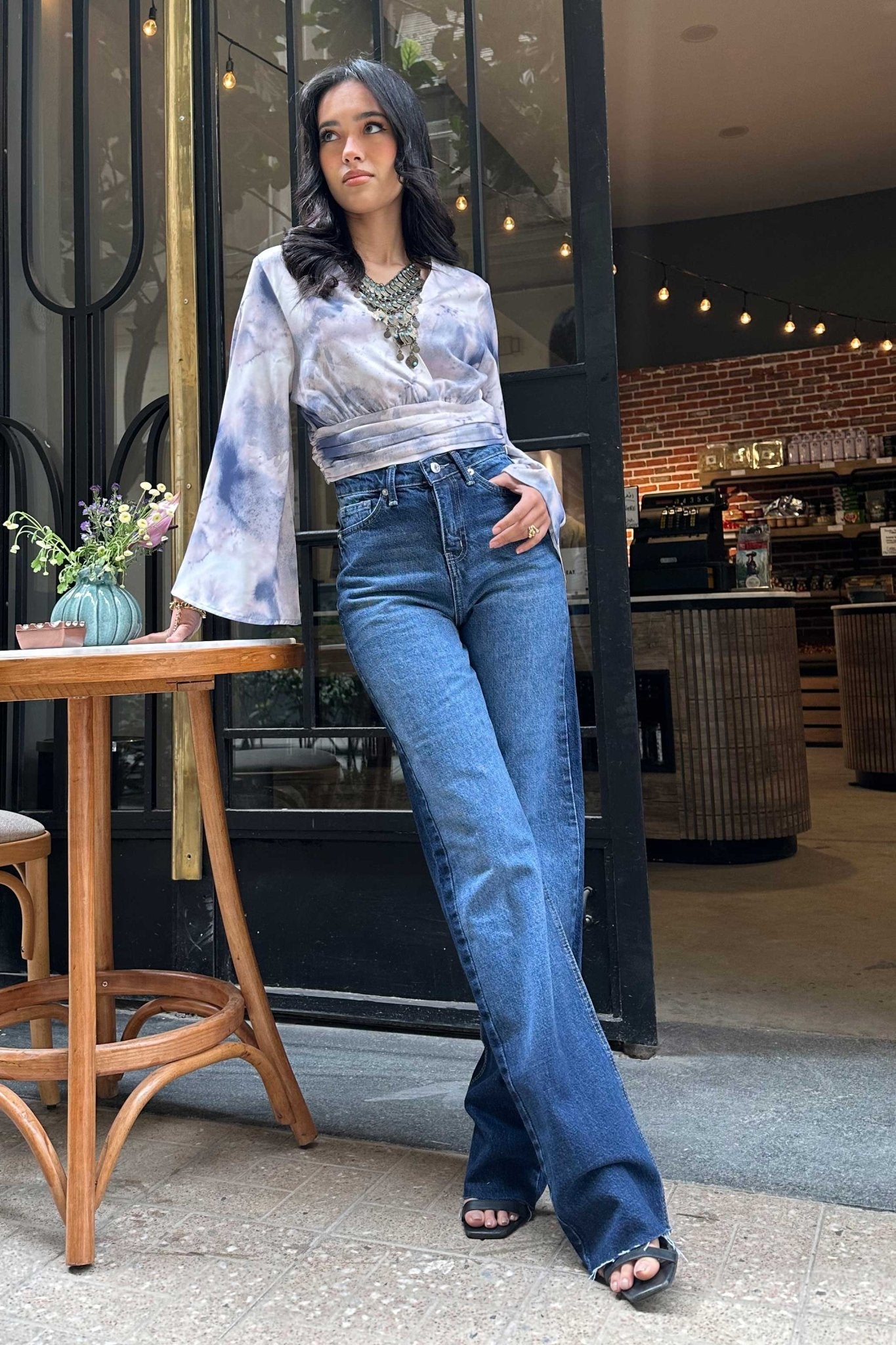 Straight Jeans - Deep Navy Blue Washed Jeans. Mom-Fit CIZARO - Cizaro Jeans