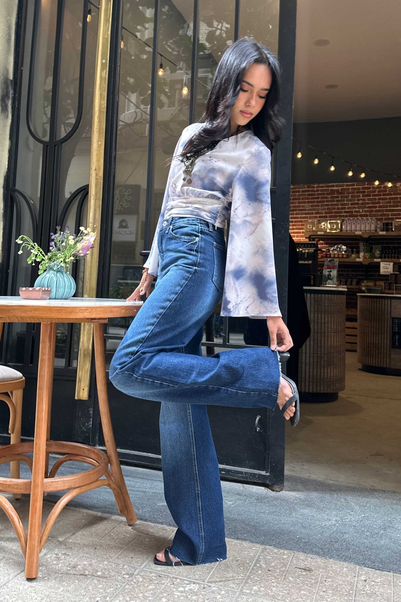 Straight Jeans - Deep Navy Blue Washed Jeans. Mom-Fit CIZARO - Cizaro Jeans