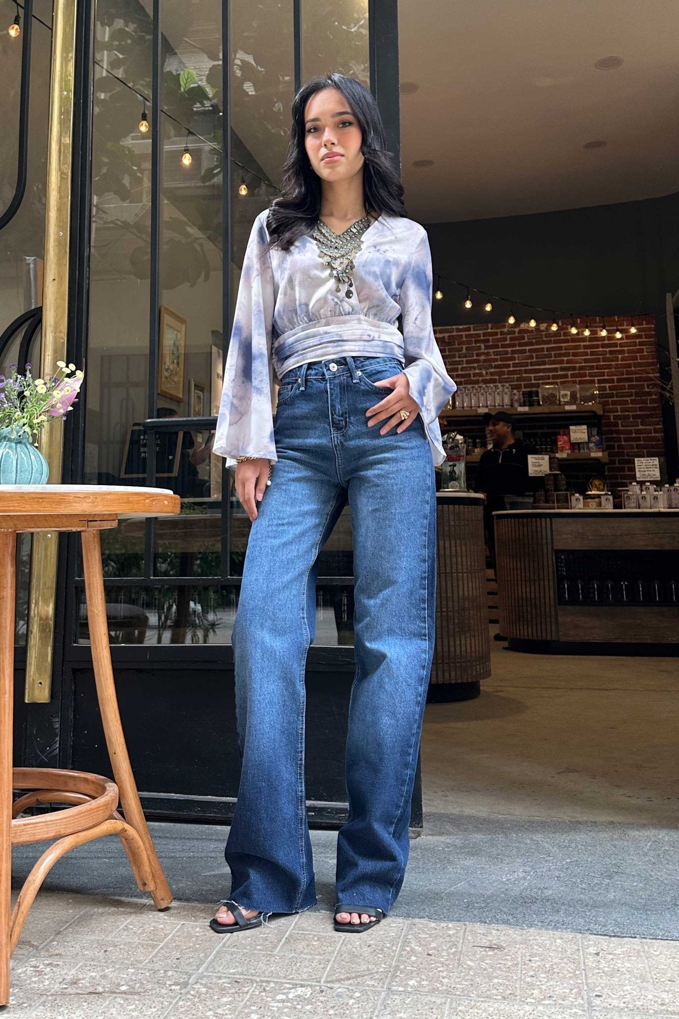 Straight Jeans - Deep Navy Blue Washed Jeans. Mom-Fit CIZARO - Cizaro Jeans