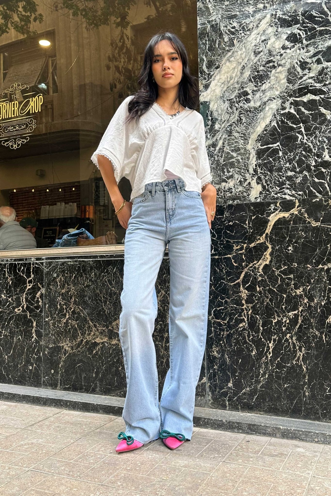 Straight-Leg - High-Waist Light Blue Jeans Straight CIZARO - Cizaro Jeans