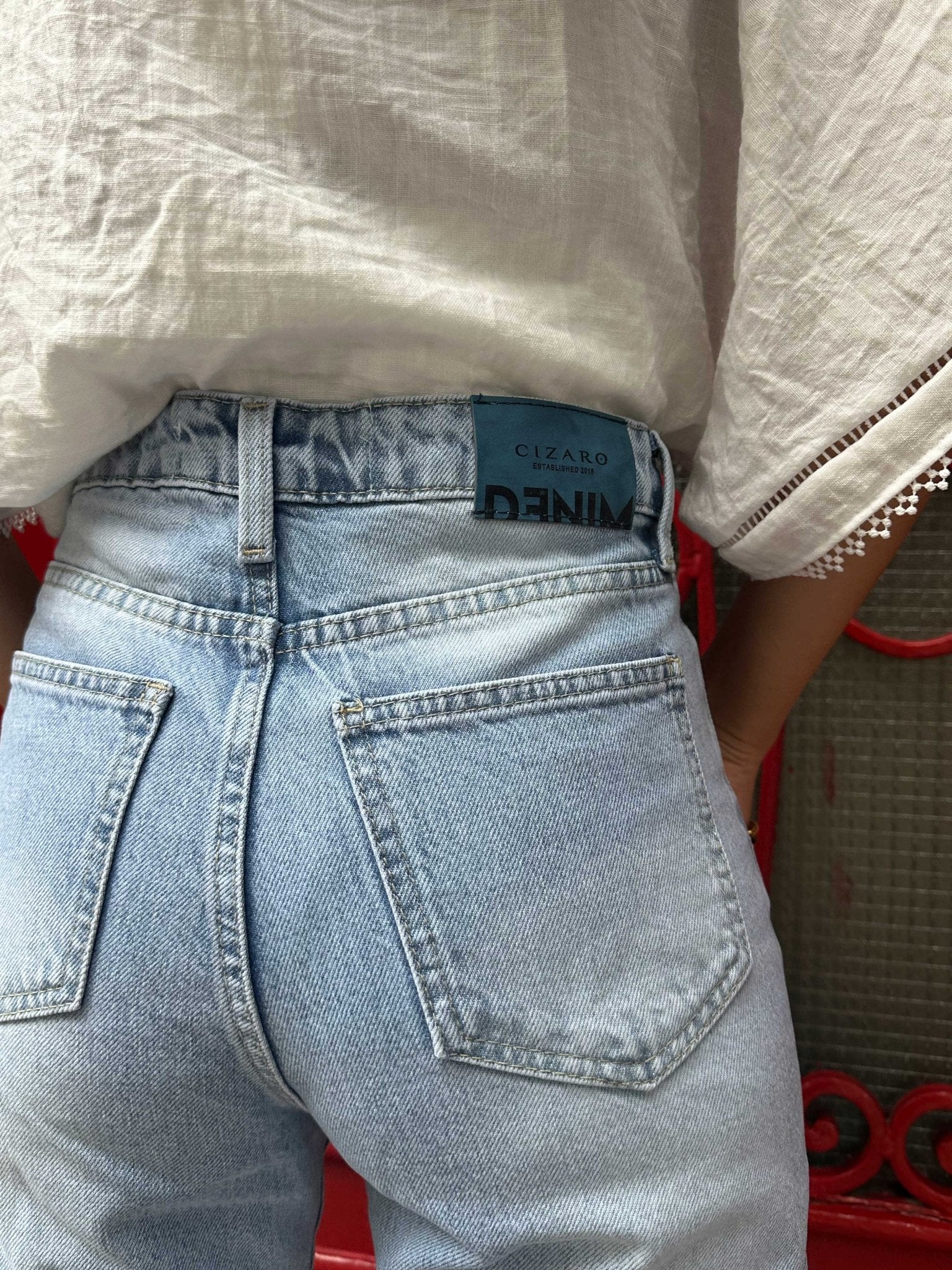 Straight-Leg - High-Waist Light Blue Jeans Straight CIZARO - Cizaro Jeans