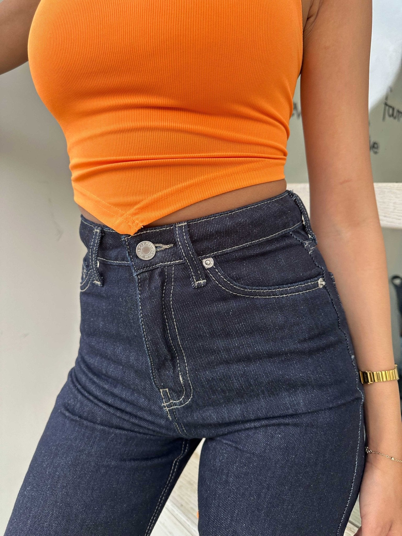 Straight-Leg | High-Waist Raw Denim Wash Jeans Straight-Leg CIZARO - Cizaro Jeans