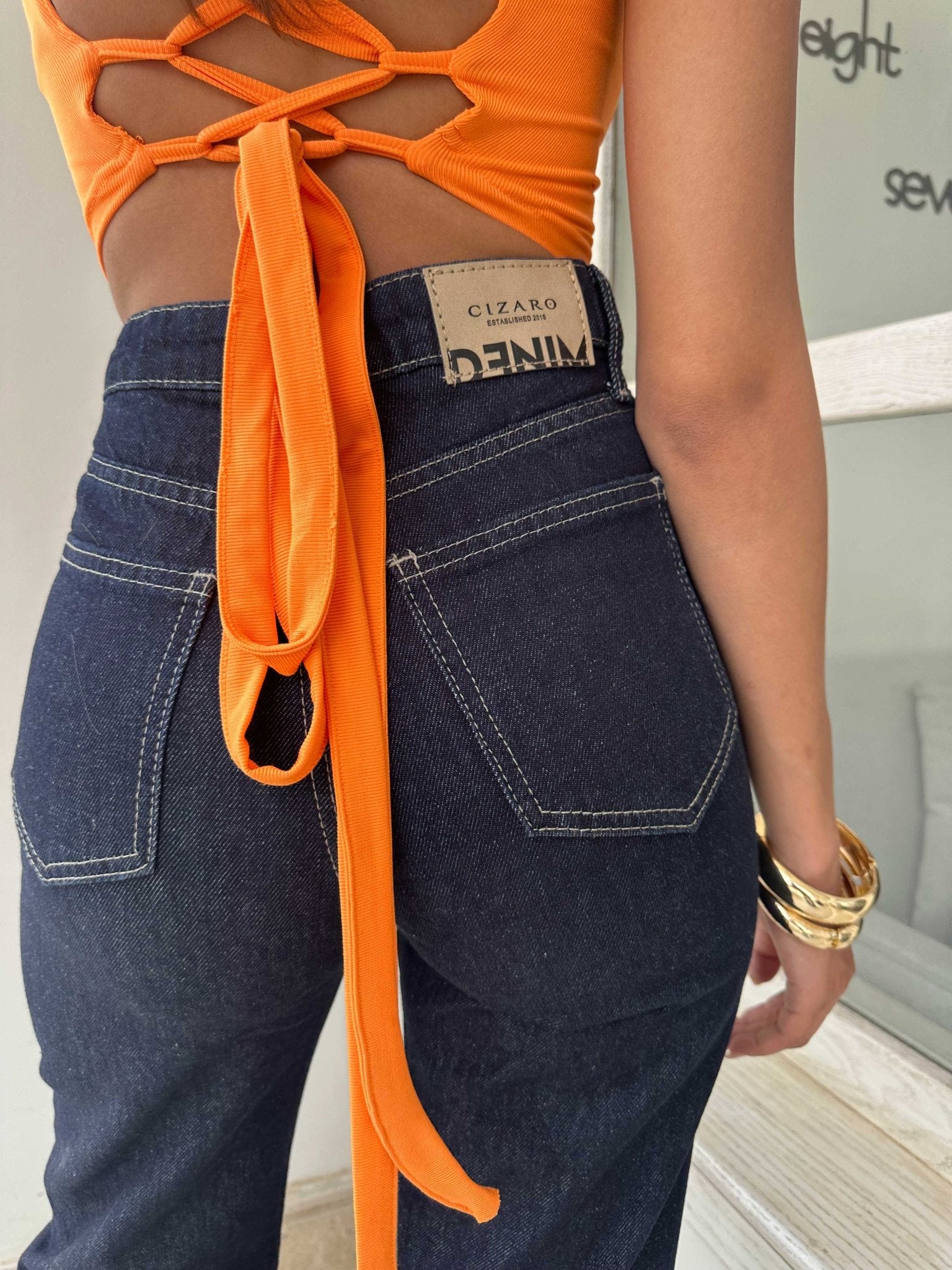 Straight-Leg | High-Waist Raw Denim Wash Jeans Straight-Leg CIZARO - Cizaro Jeans